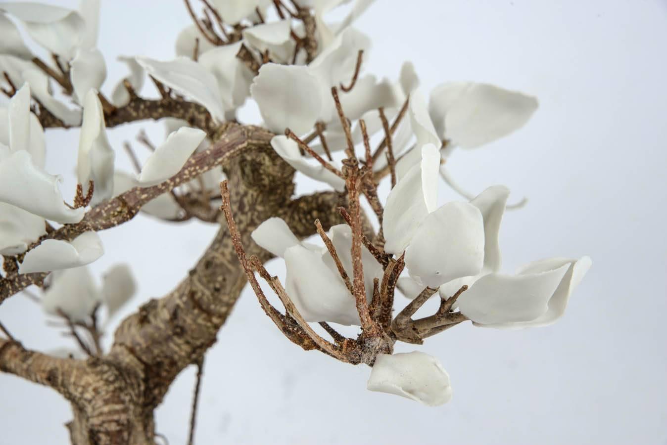 Tree composé de plantes et de feuilles naturelles en céramique blanche Excellent état - En vente à Saint-Ouen, FR