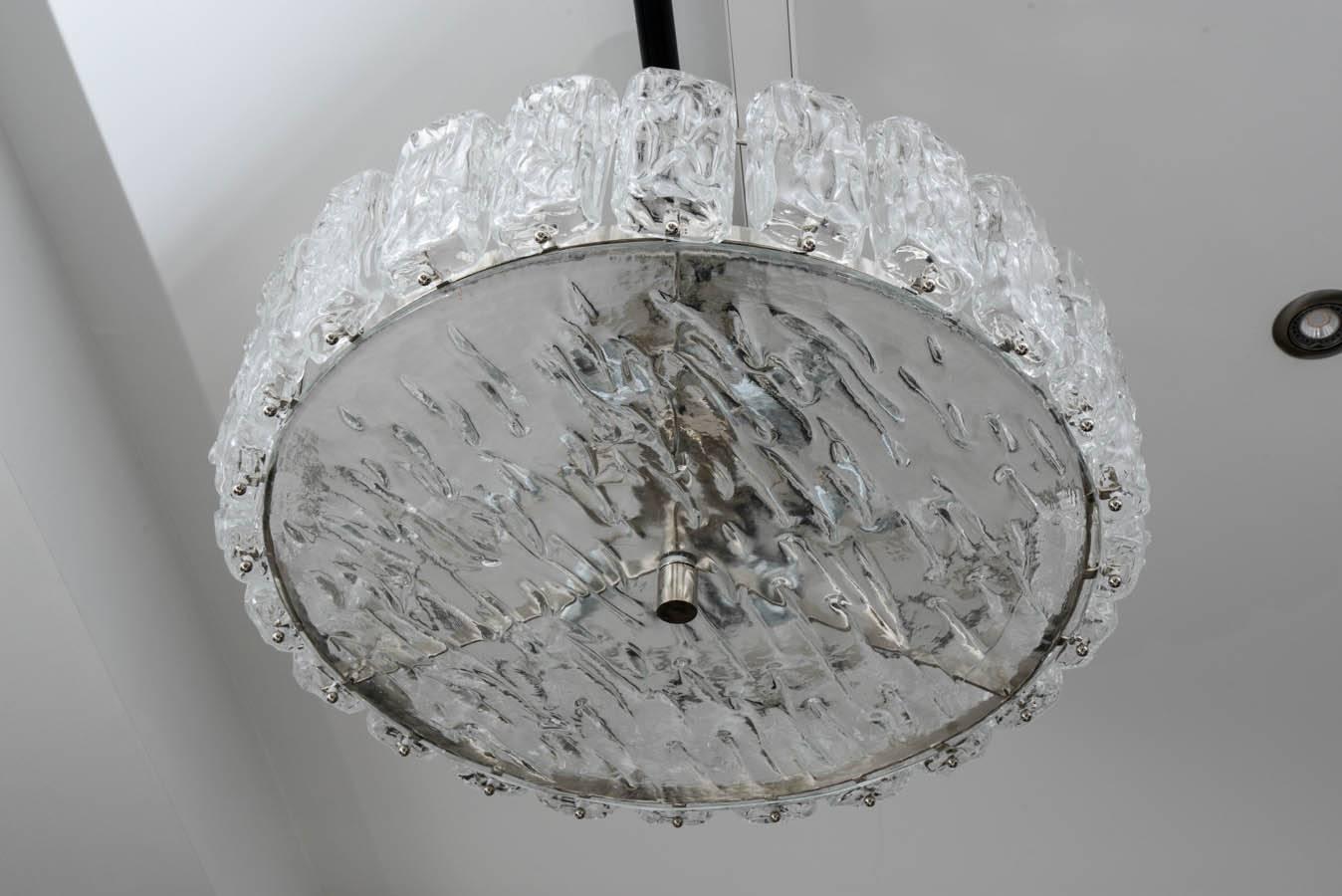 Murano chandelier, ceiling light in thick frosted glass.

We have a pair

