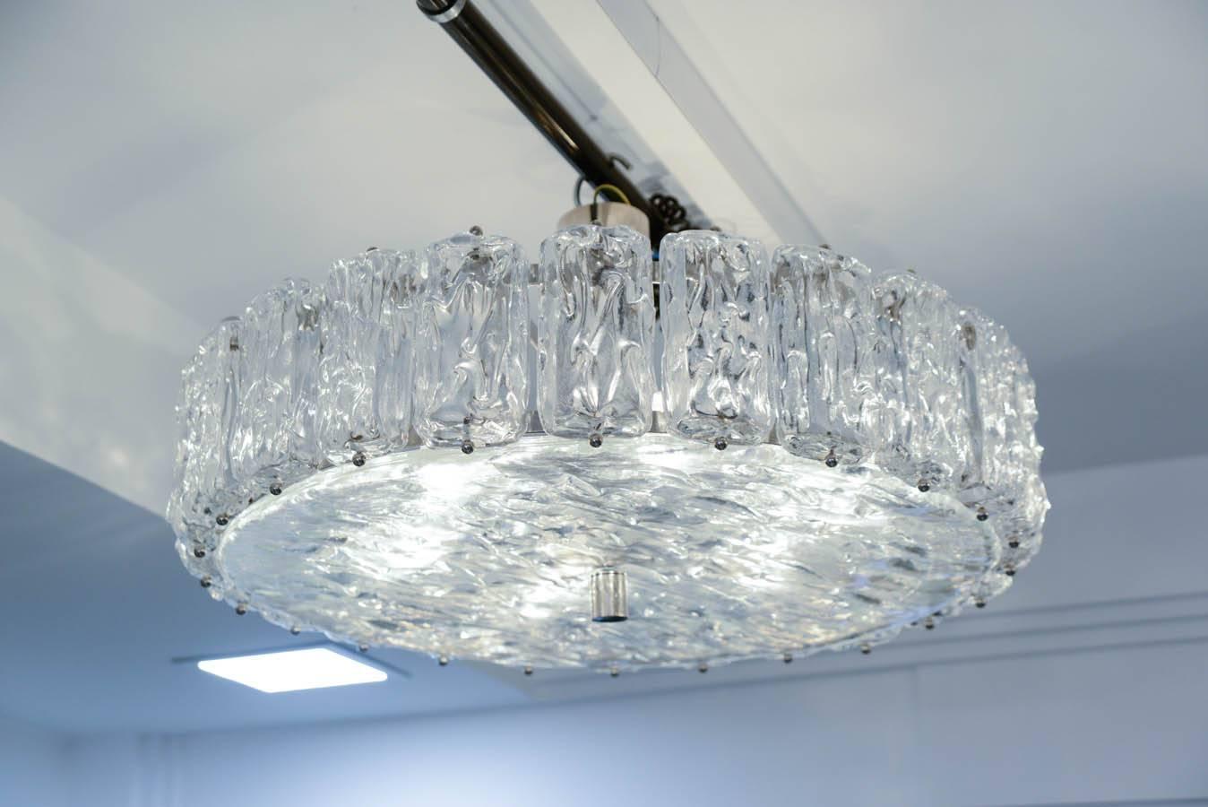 Chrome Murano Frosted Glass Chandelier 