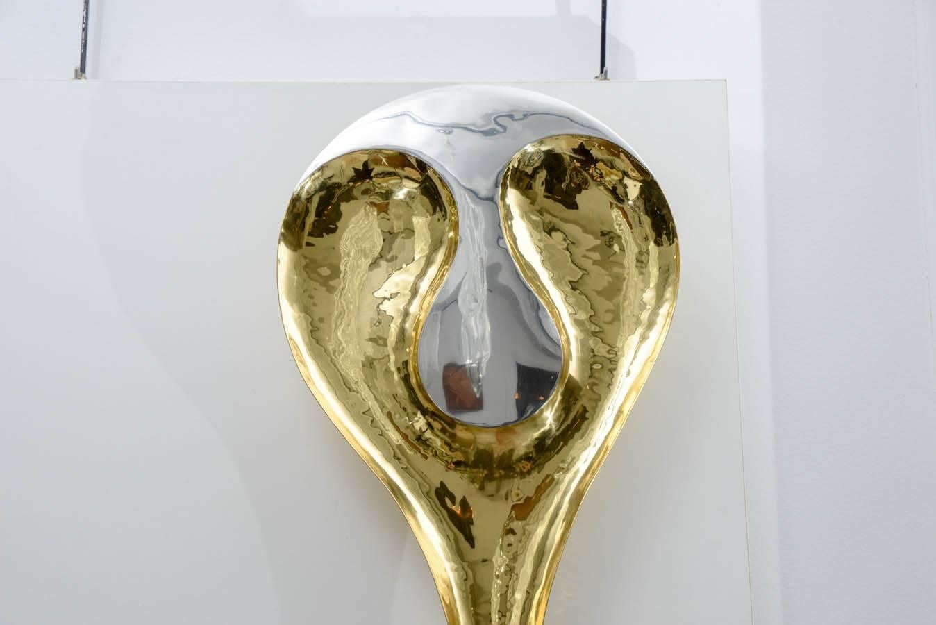 Atypical and Unique Brass Sconce by Henri Perrichaud, circa 1960 In Excellent Condition In Saint-Ouen, FR