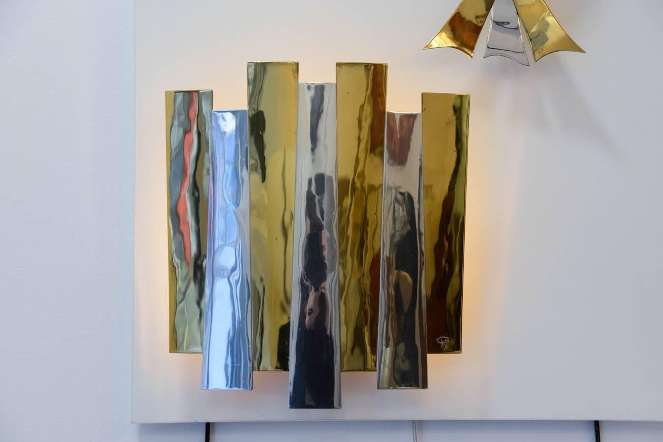 Fantastique applique d'Henri Perrichaud en laiton, circa 1960, pièce unique en vente 1