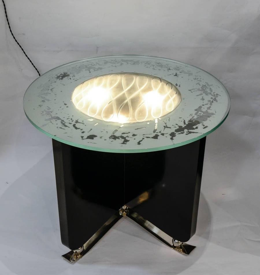 Very Rare Art Deco Illuminating Coffee Table In Good Condition In Saint-Ouen, FR