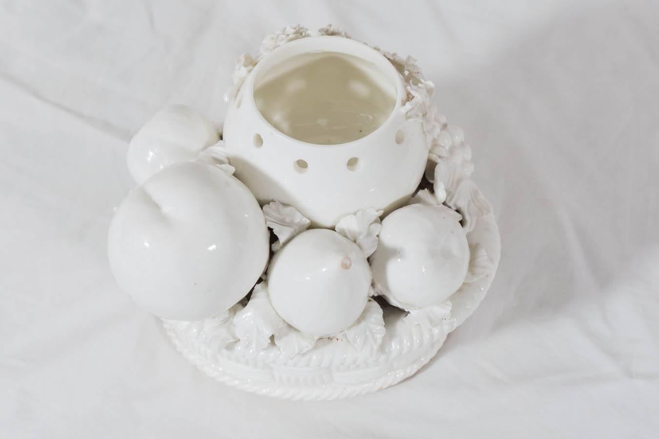 Antique French St. Cloud Porcelain Potpourri Jar Modeled with Fruits and Flowers 1