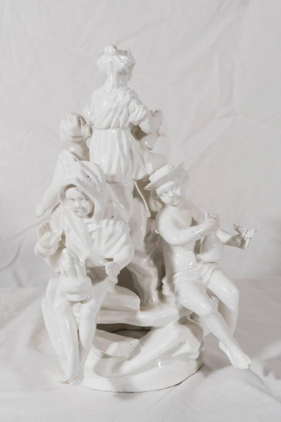 Rare 18th Century Soft Paste French Porcelain Figural Group of the Four Seasons 1