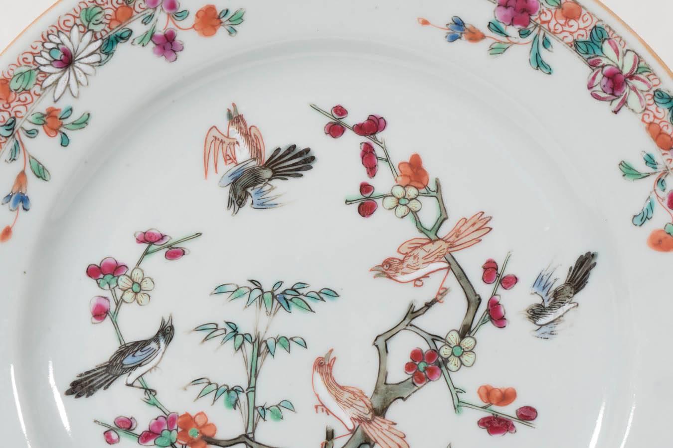 Hand-Painted Antique Chinese Porcelain Dishes Symbolizing Youth Beauty and Good Fortune
