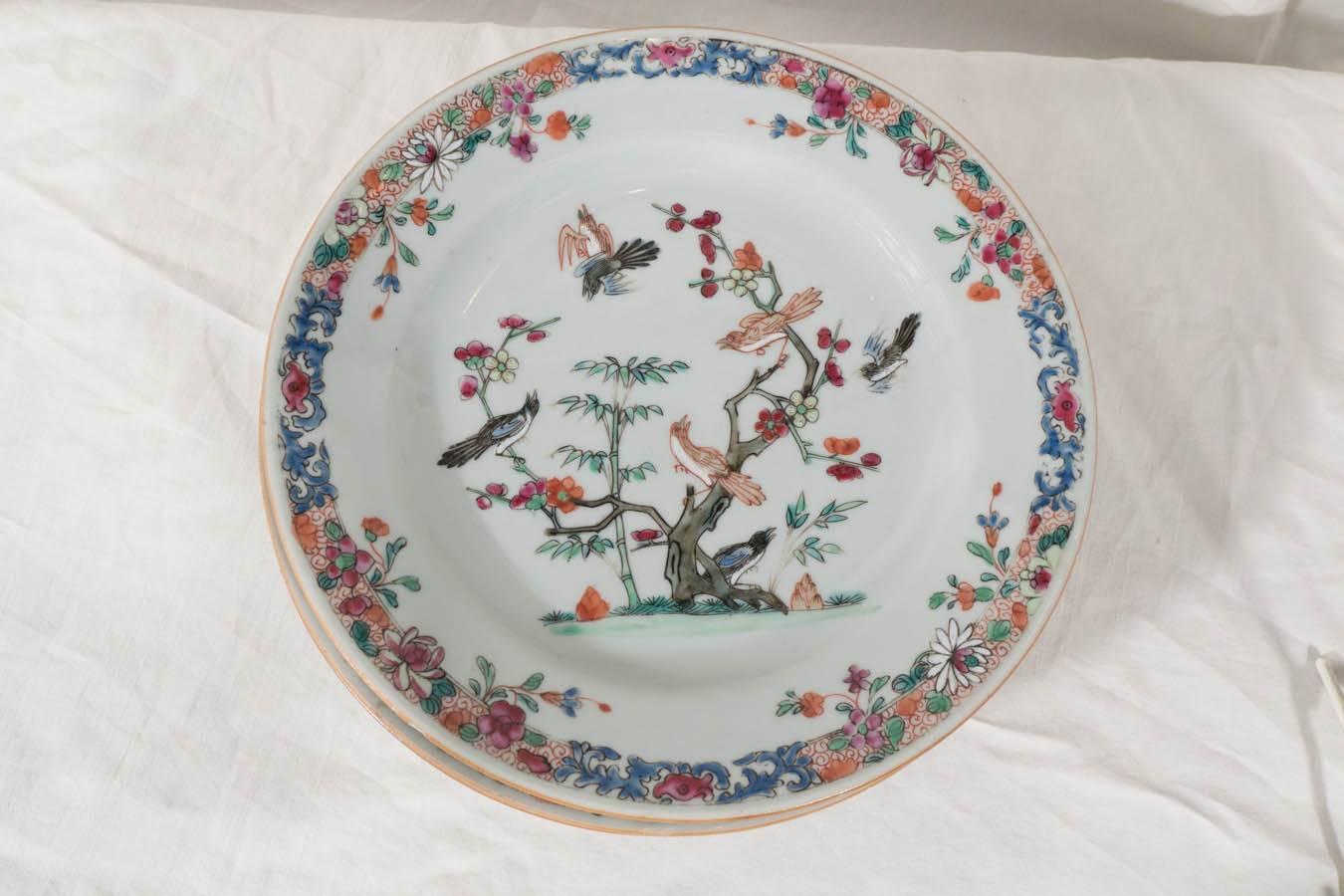 Qing Antique Chinese Porcelain Dishes Symbolizing Youth Beauty and Good Fortune