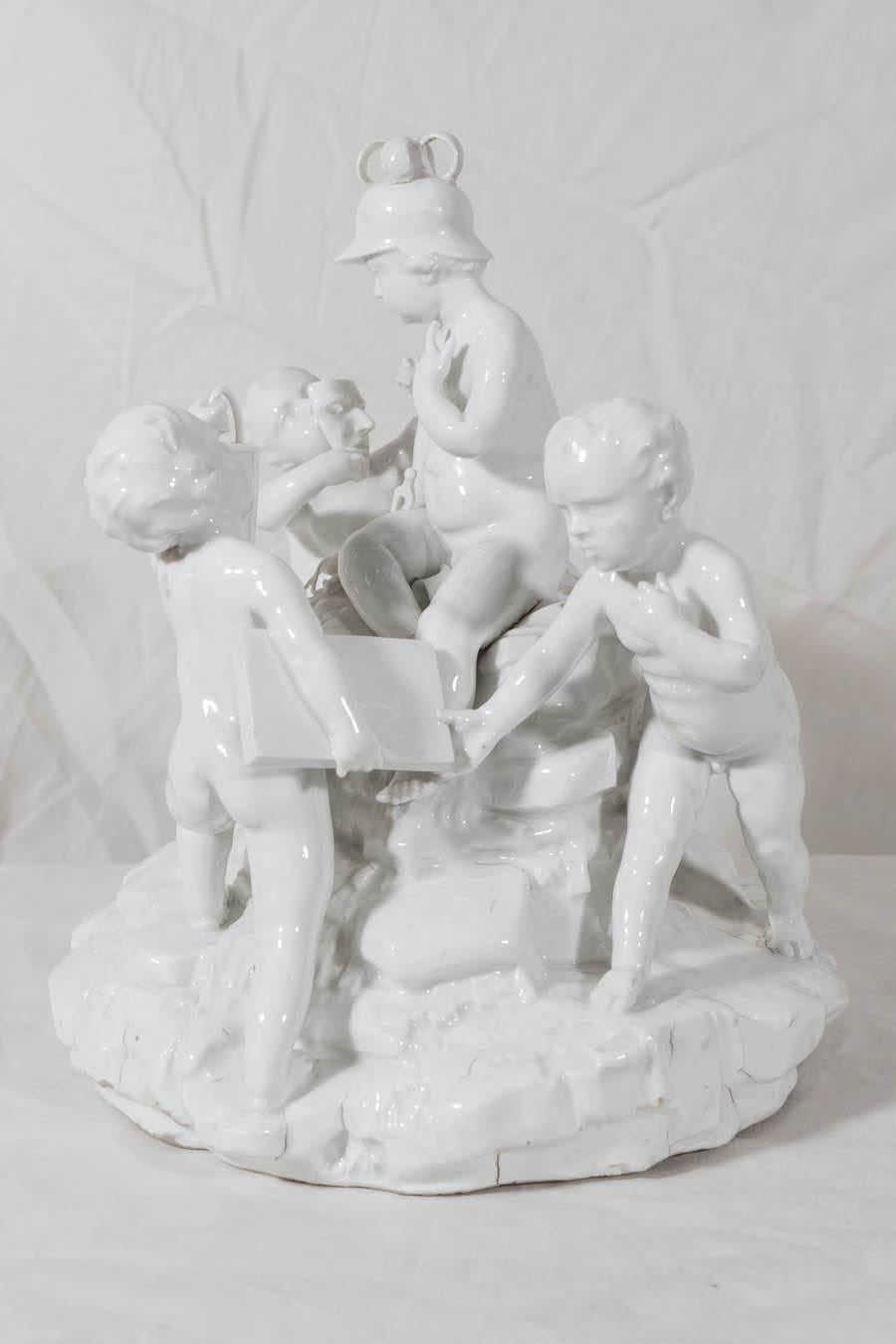 German Antique Hochst Porcelain Höchster Porzellan Gruppe des Handels