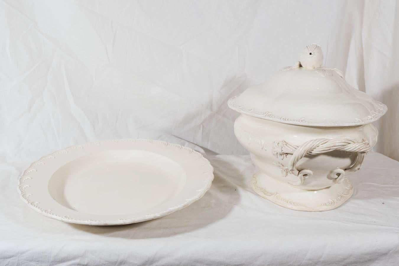Large 18th Century English Creamware Soup Tureen and Stand 4
