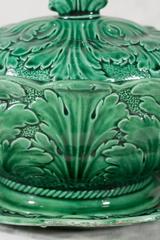 Small Antique Green Majolica Tureen