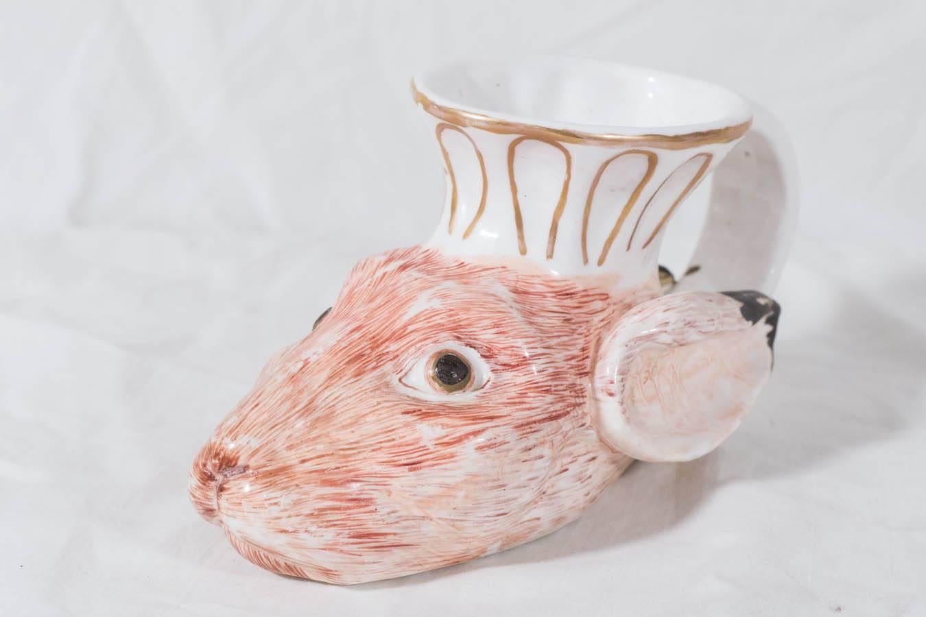 Rabbit Head Porcelain Stirrup Cup at 1stDibs