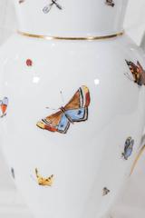 Antique Paris Porcelain Coffee Pot Painted with Butterflies and Other Insects