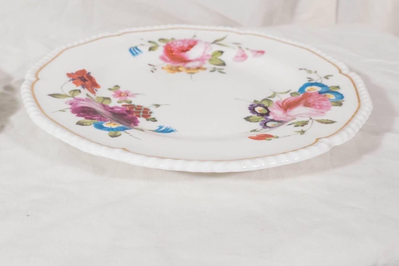 Antique Porcelain Dishes Each Hand-Painted with Roses on White Porcelain 4
