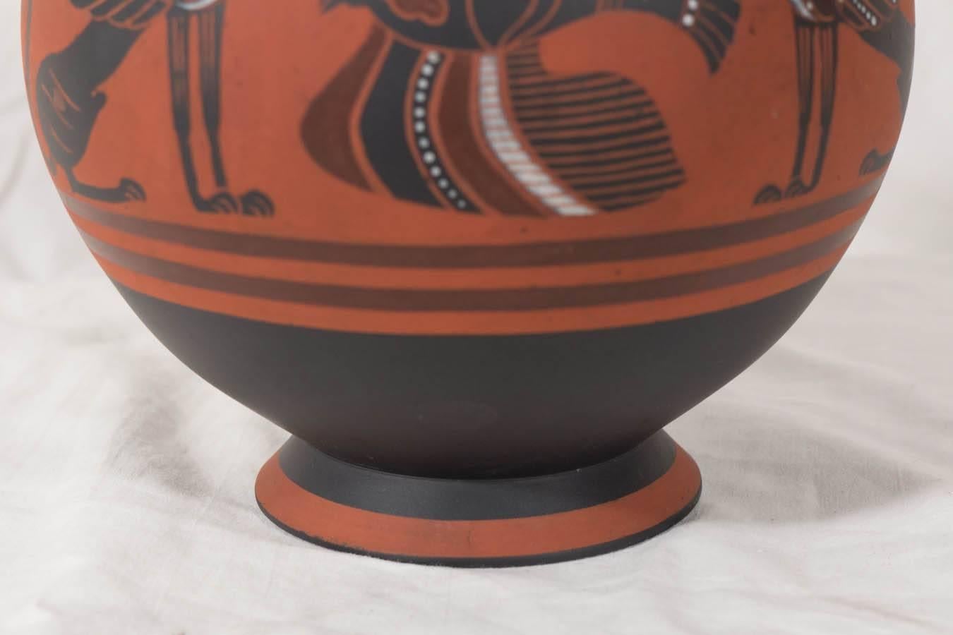 Wedgwood Egyptian Jug Decorated in Black Basalt and Rosso Antico In Excellent Condition In Katonah, NY