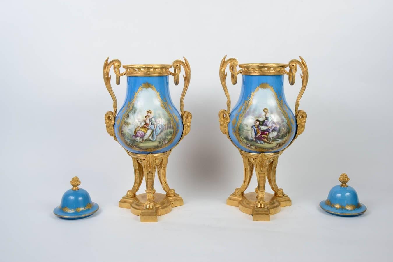 Pair of Sèvres Porcelain Vases For Sale 2