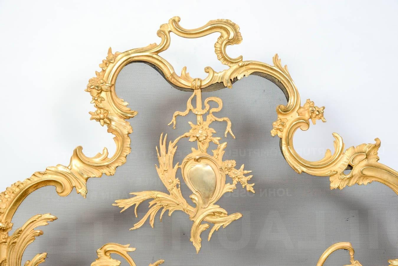 Gilded Bronze Fire screen , in the Louis XV style.
