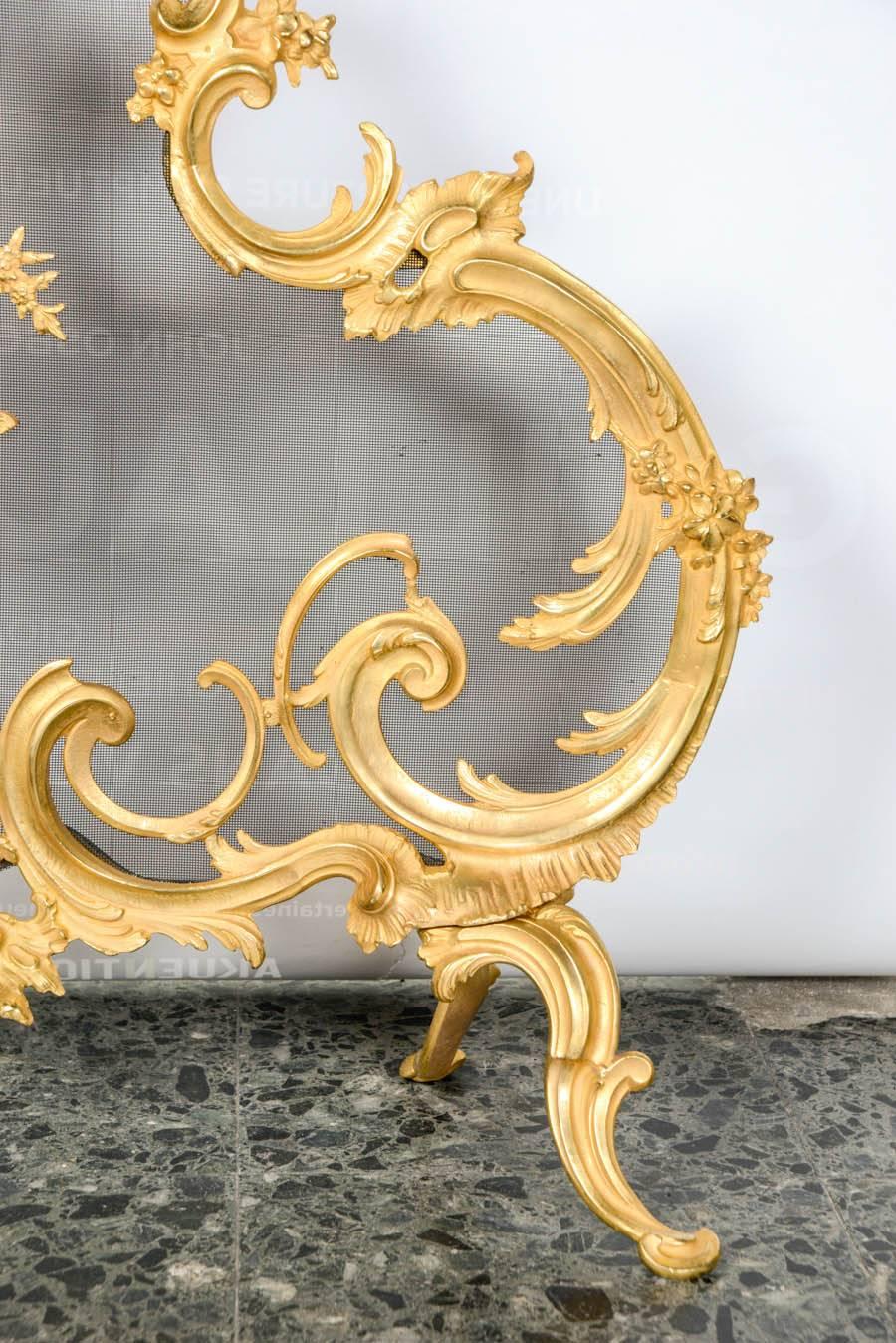 French Gilded Bronze  Fire Screen in the Louis XV Style For Sale