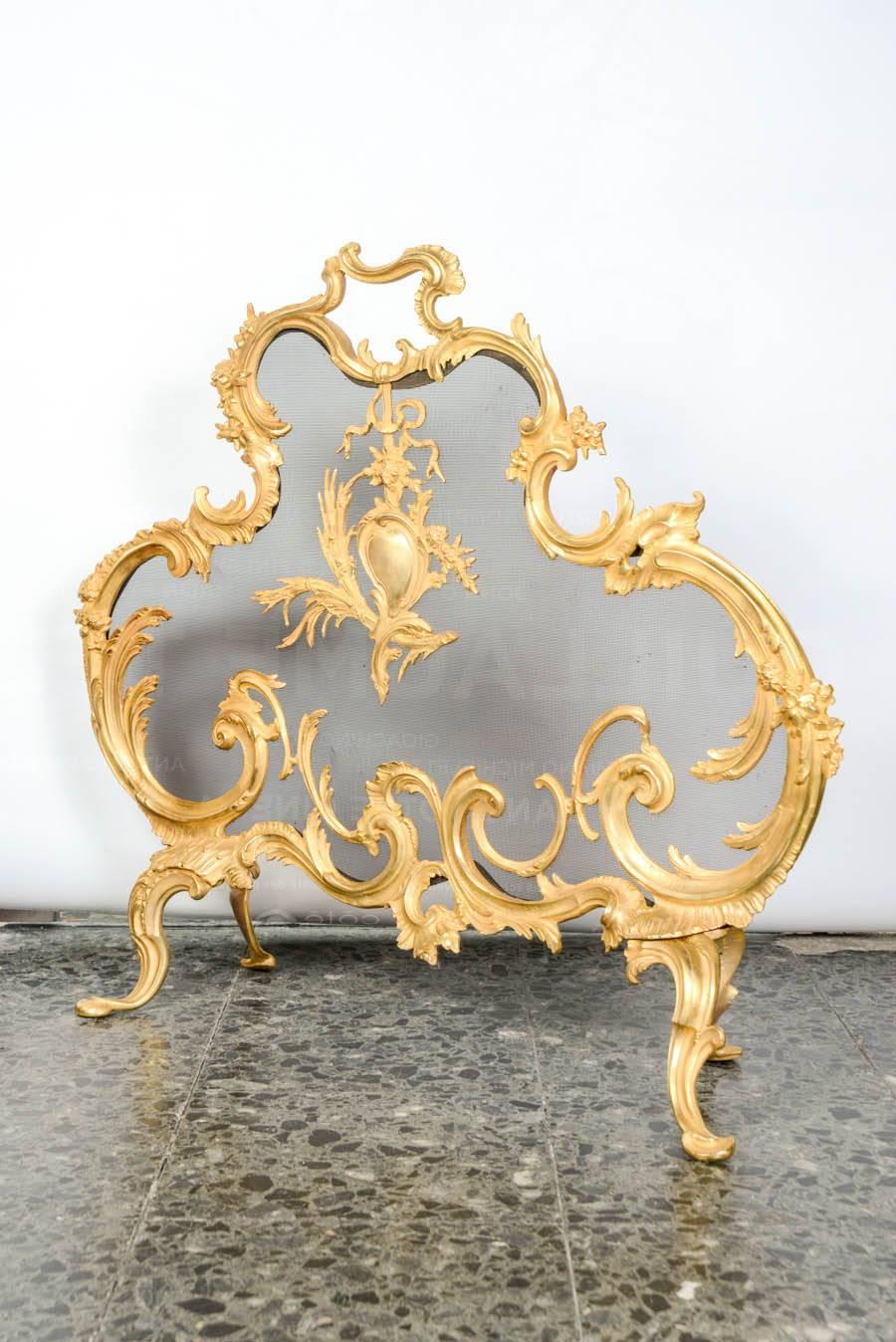 Gilt Gilded Bronze  Fire Screen in the Louis XV Style For Sale