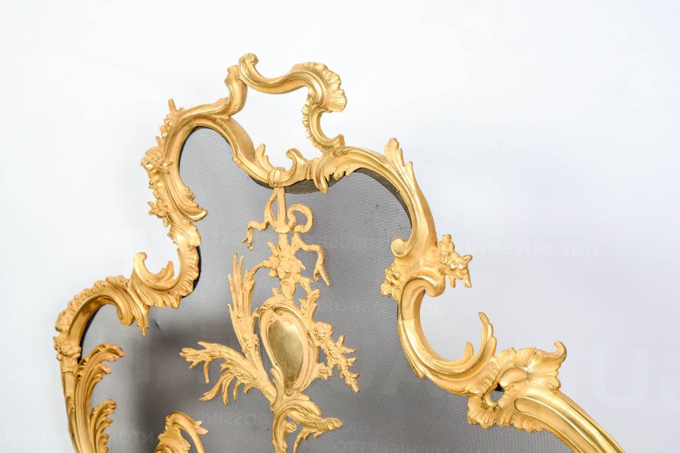 Gilded Bronze  Fire Screen in the Louis XV Style For Sale 1