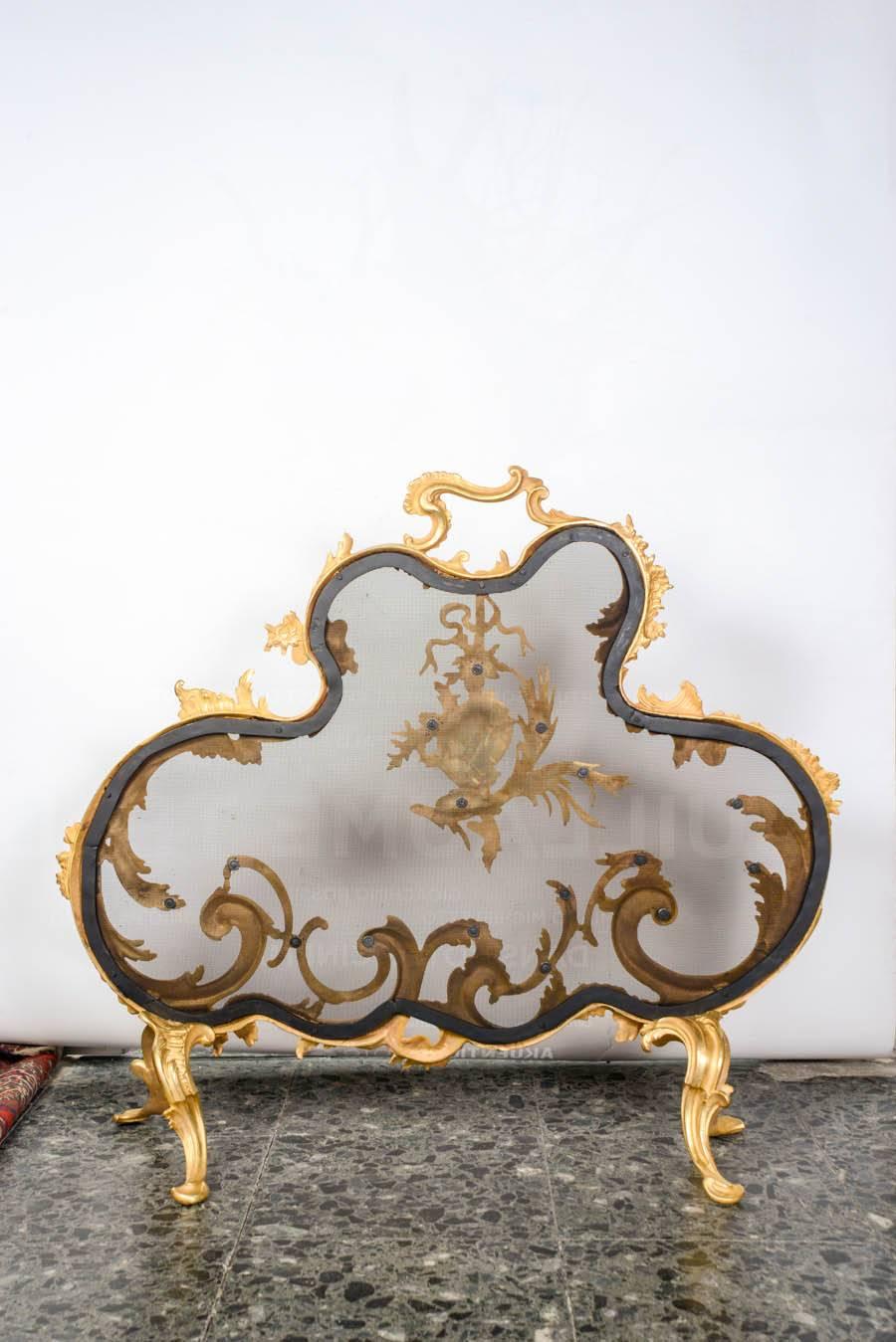 Gilded Bronze  Fire Screen in the Louis XV Style For Sale 2