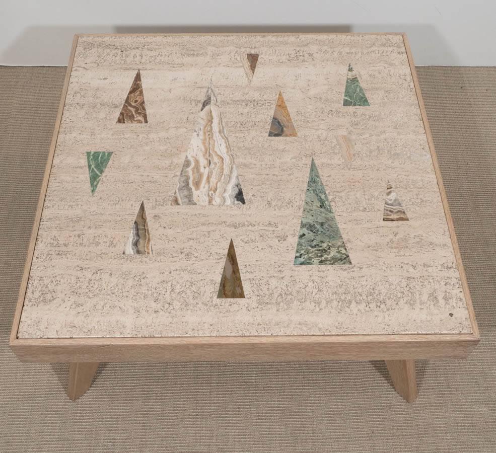 Mid-Century Modern A Richard Blow for Montici inlayed travertine Coffee Table, 1950s For Sale