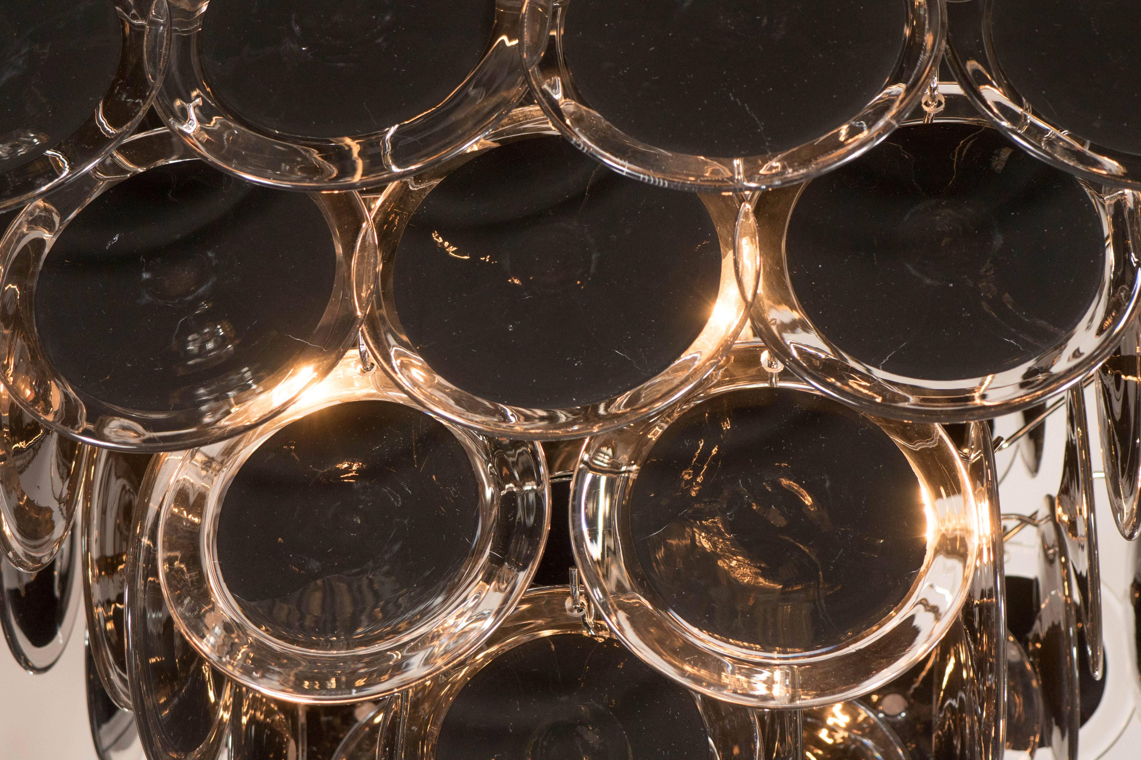 20th Century Ultra Chic Modernist Diamond Shaped Black Murano Glass Chandelier by Vistosi