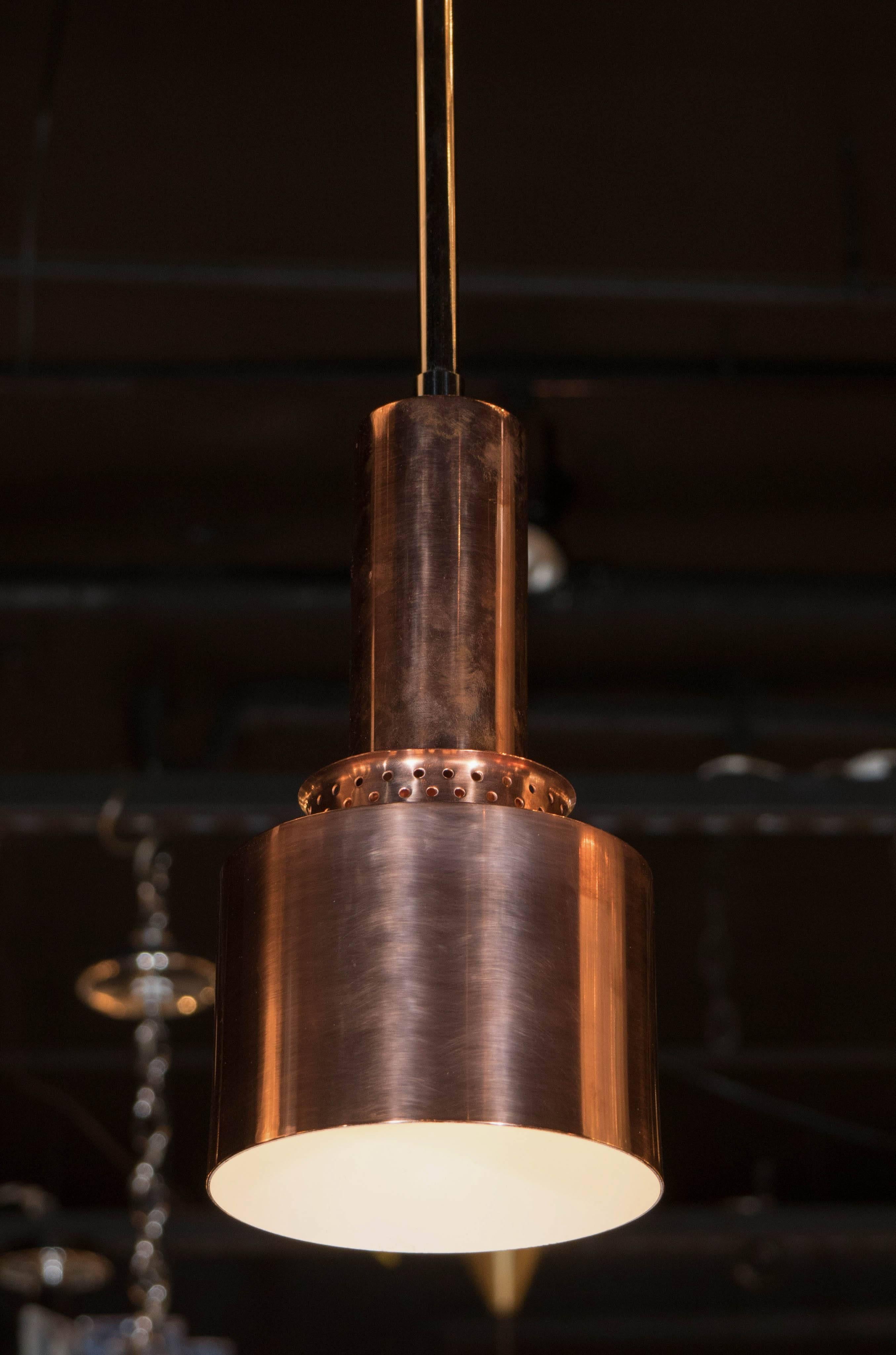 Industrial Mid-Century Modernist Copper Pendant by Hans Agne Jakobsson In Excellent Condition For Sale In New York, NY