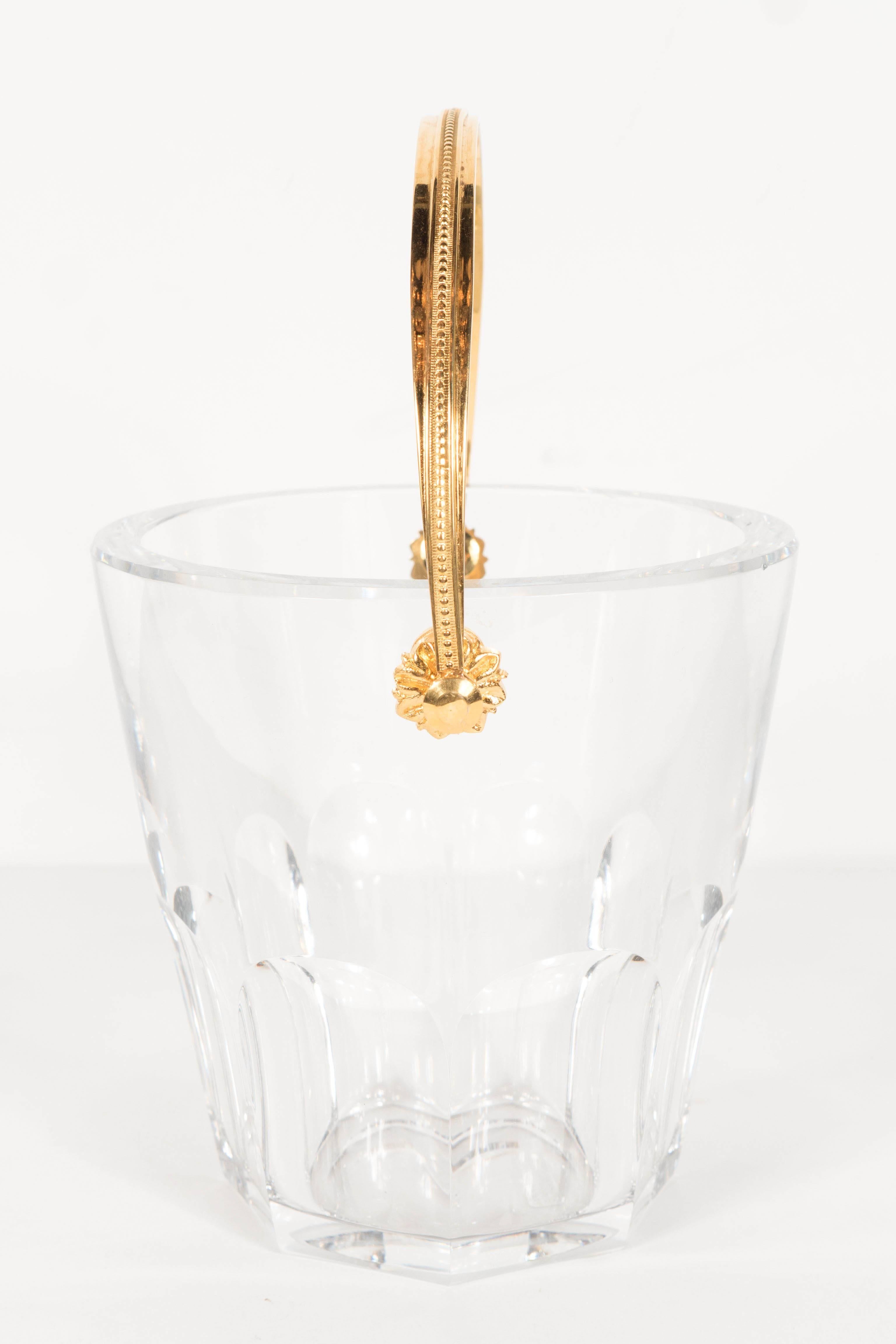 Ultra-Luxe Crystal Ice Pail with 24-Karat Gilt Handle by Baccarat In Excellent Condition In New York, NY