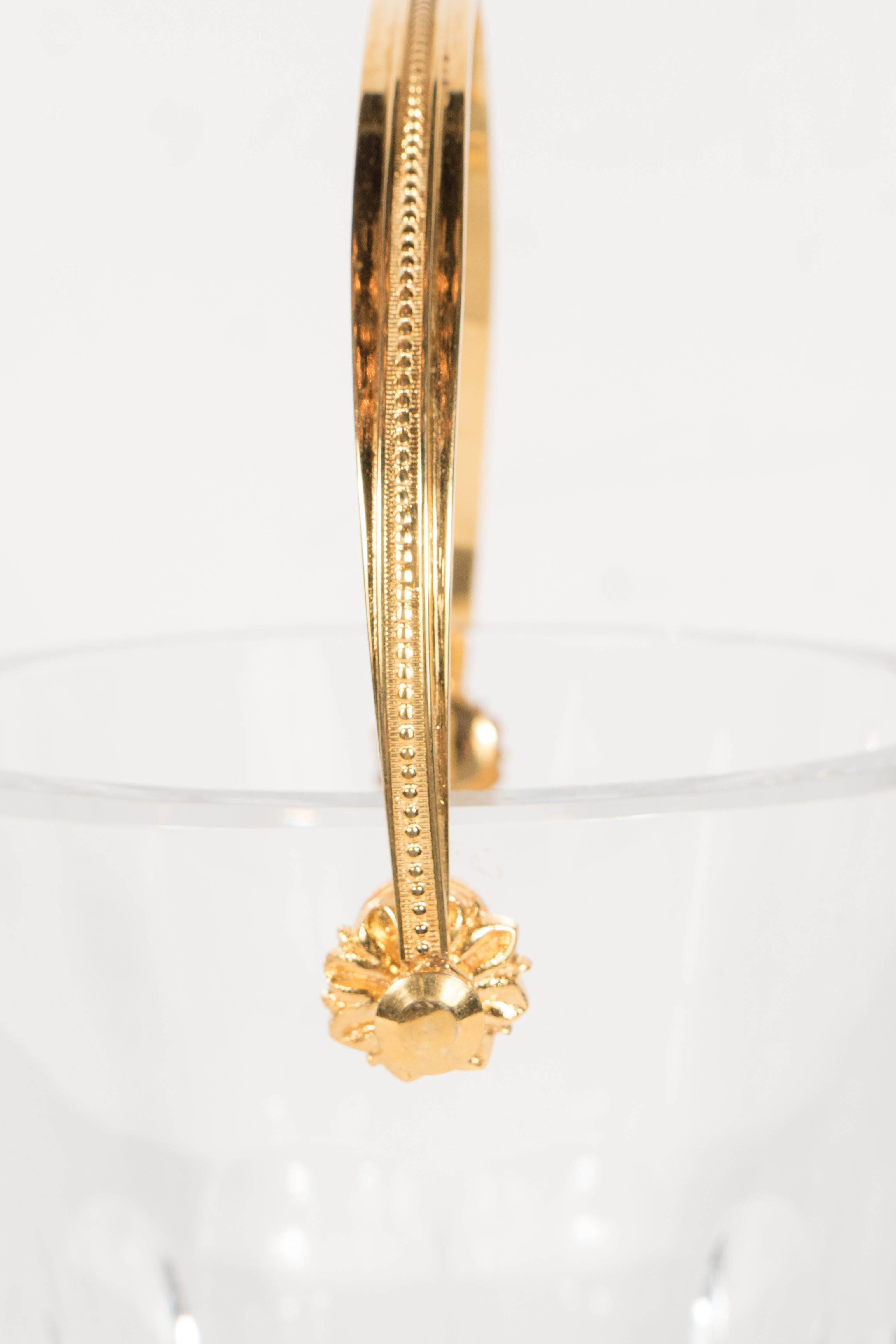 Mid-20th Century Ultra-Luxe Crystal Ice Pail with 24-Karat Gilt Handle by Baccarat