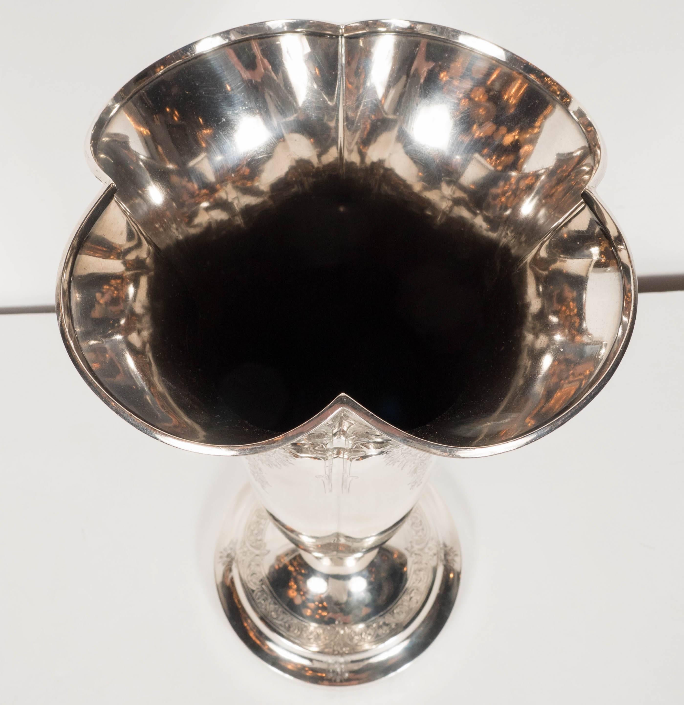 American Magnificent Edwardian Trumpet Vase in Sterling Silver by Howard and Co.