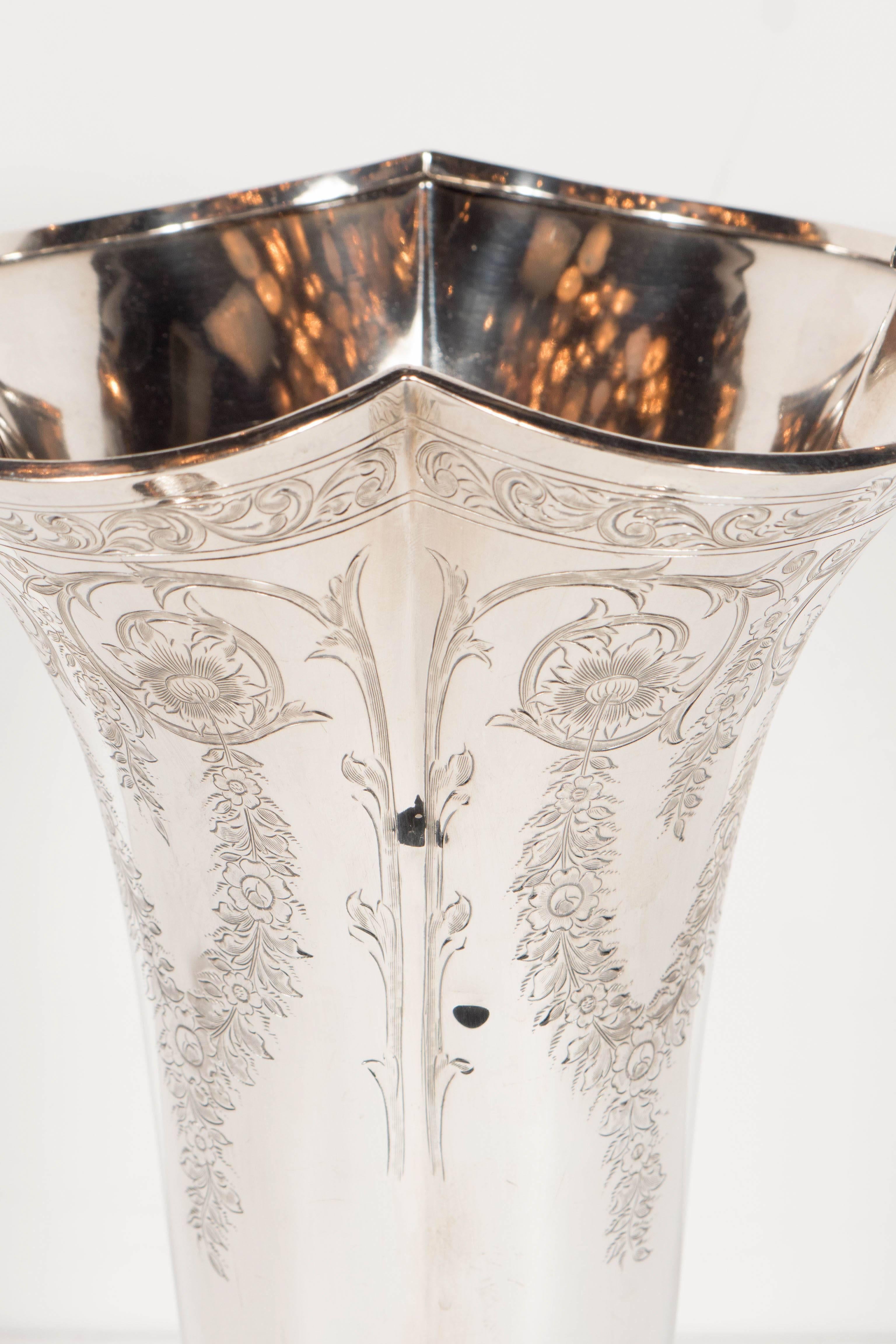 Magnificent Edwardian Trumpet Vase in Sterling Silver by Howard and Co. 4