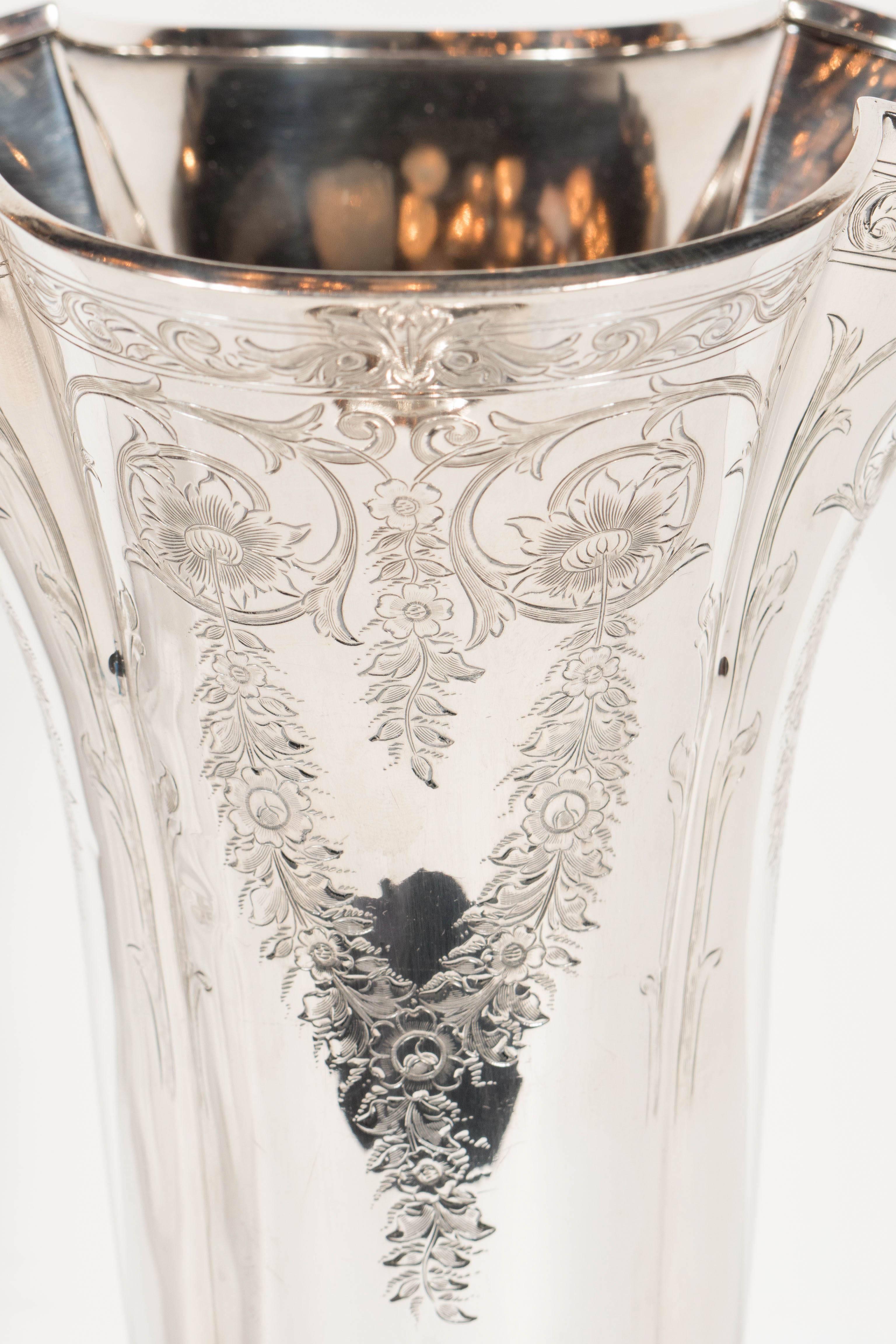 Magnificent Edwardian Trumpet Vase in Sterling Silver by Howard and Co. 6