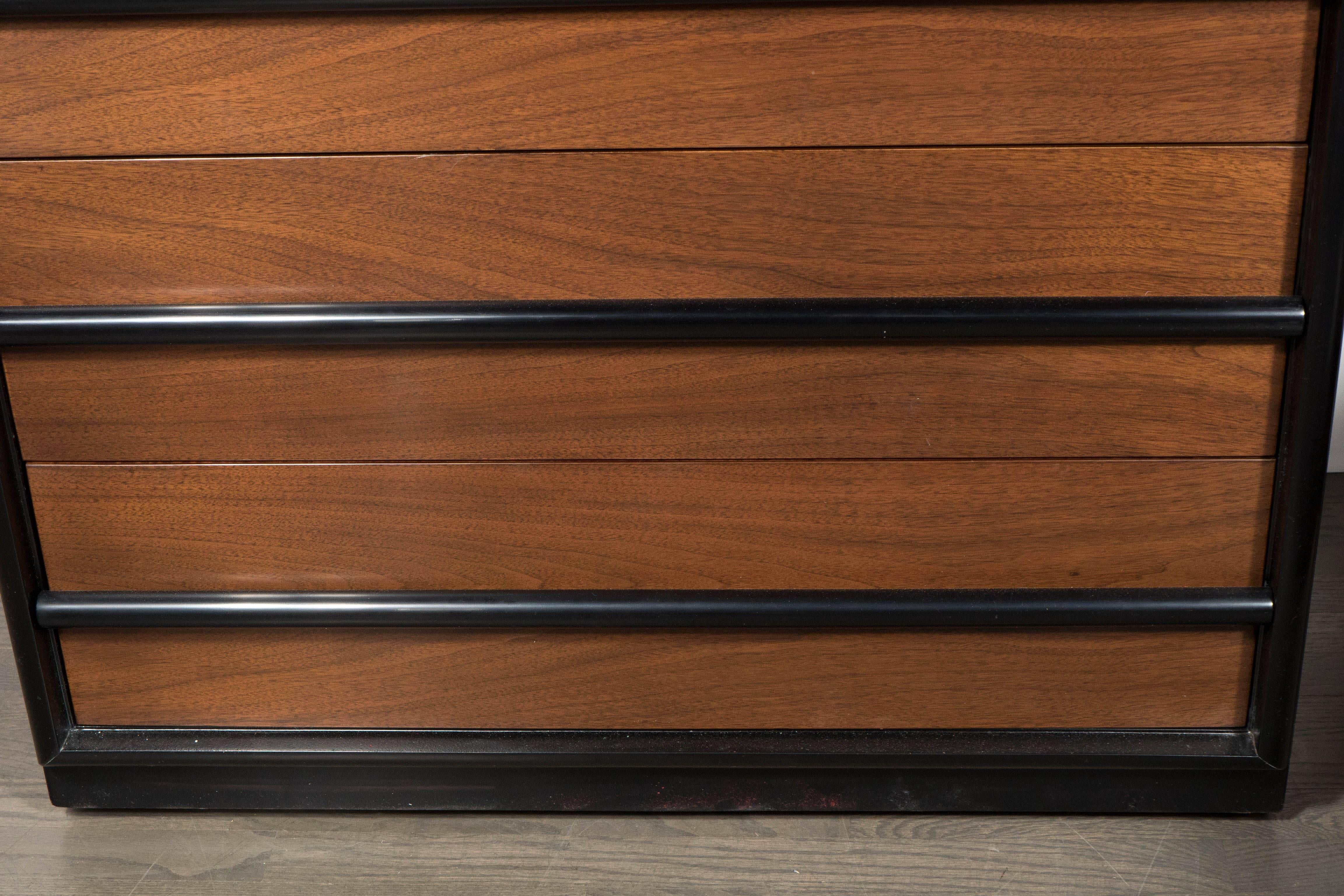 American Mid-Century Modern Chest in Two-Tone Walnut by Robsjohn-Gibbings for Widdicomb For Sale