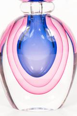 Gorgeous Salviati Sommerso Murano Perfume Bottle in Blue, Pink and Clear Glass