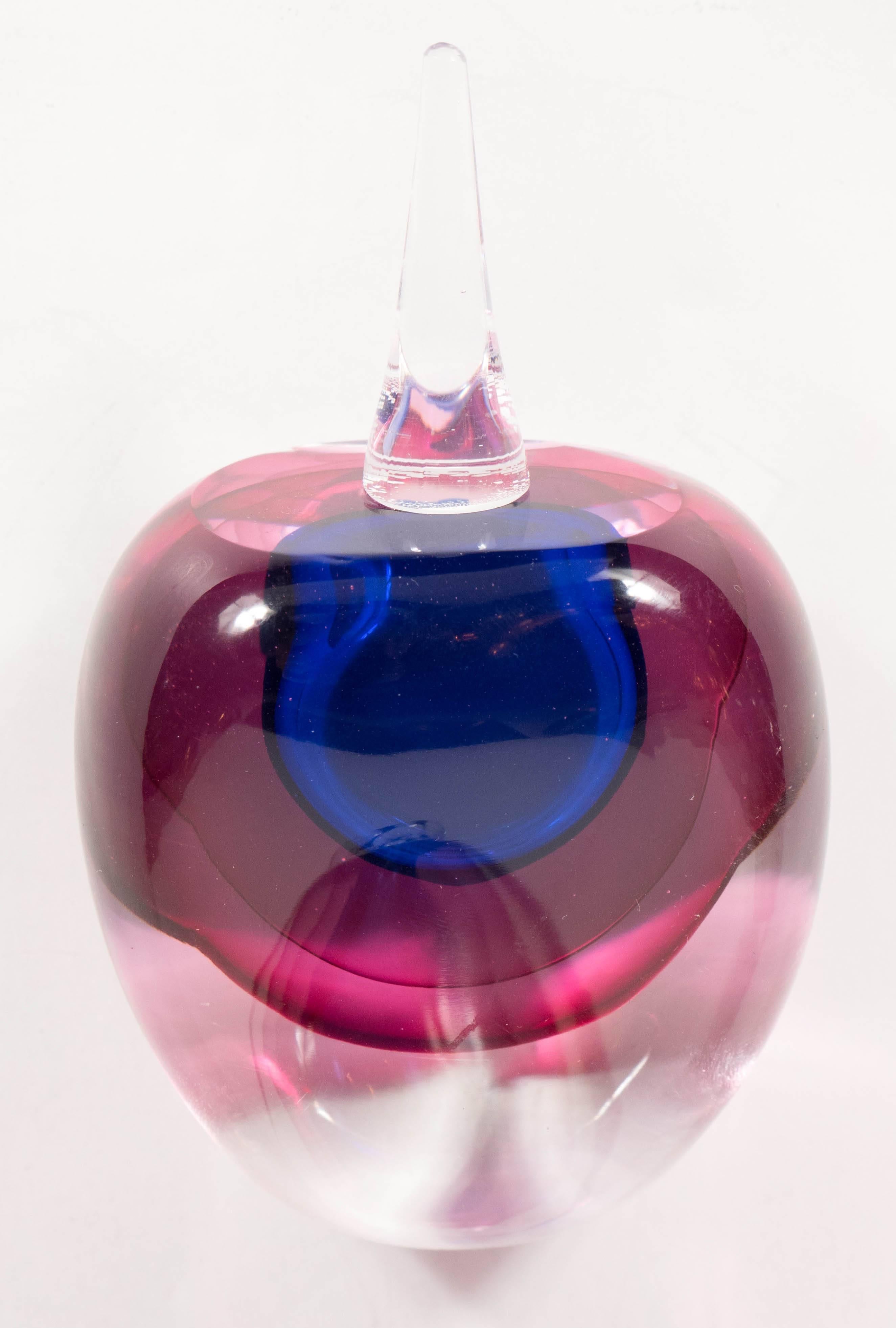 Murano Glass Gorgeous Salviati Sommerso Murano Perfume Bottle in Blue, Pink and Clear Glass