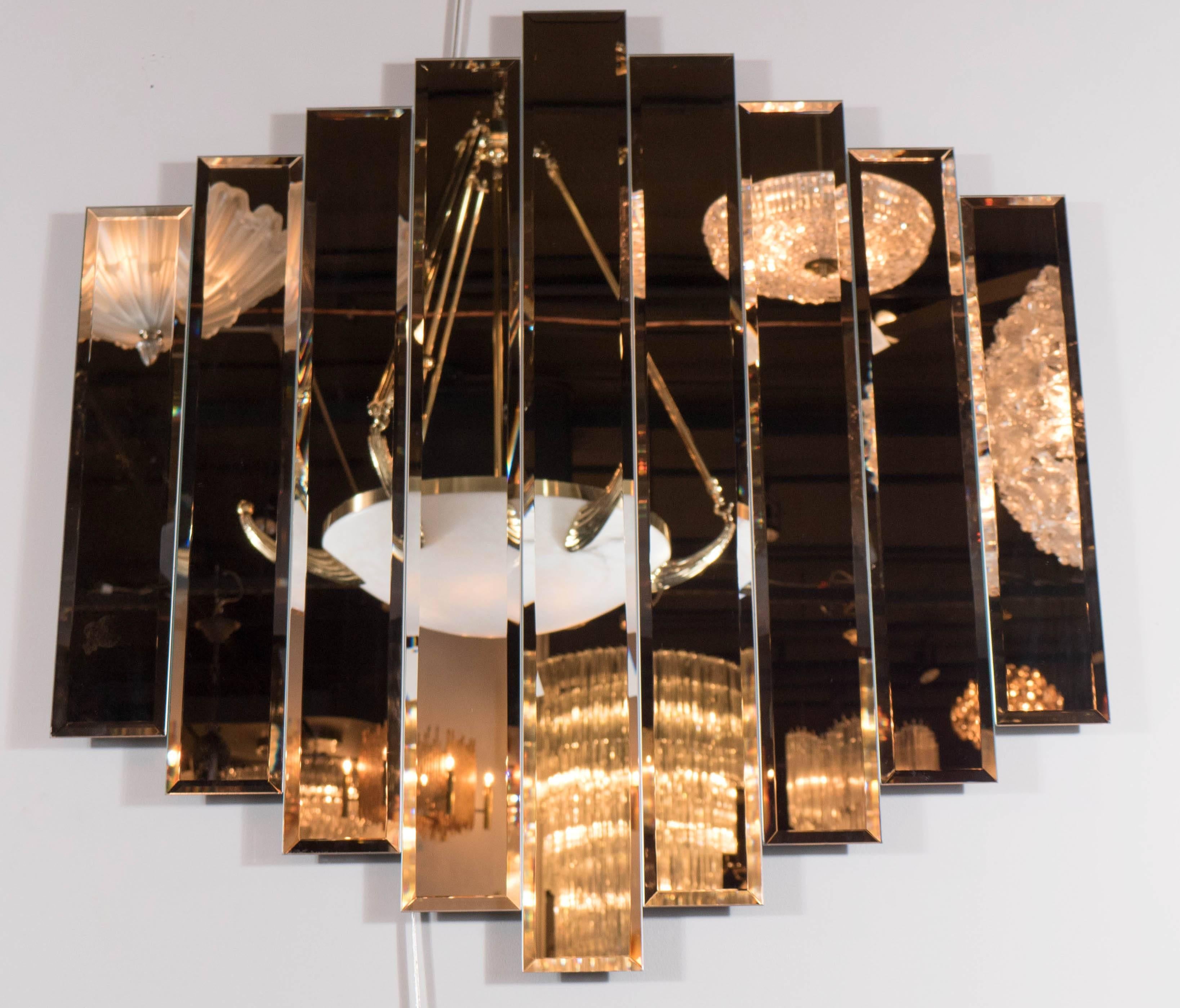Sculptural Mid-Century Modernist Geometric Stepped Wall Mirror In Excellent Condition In New York, NY