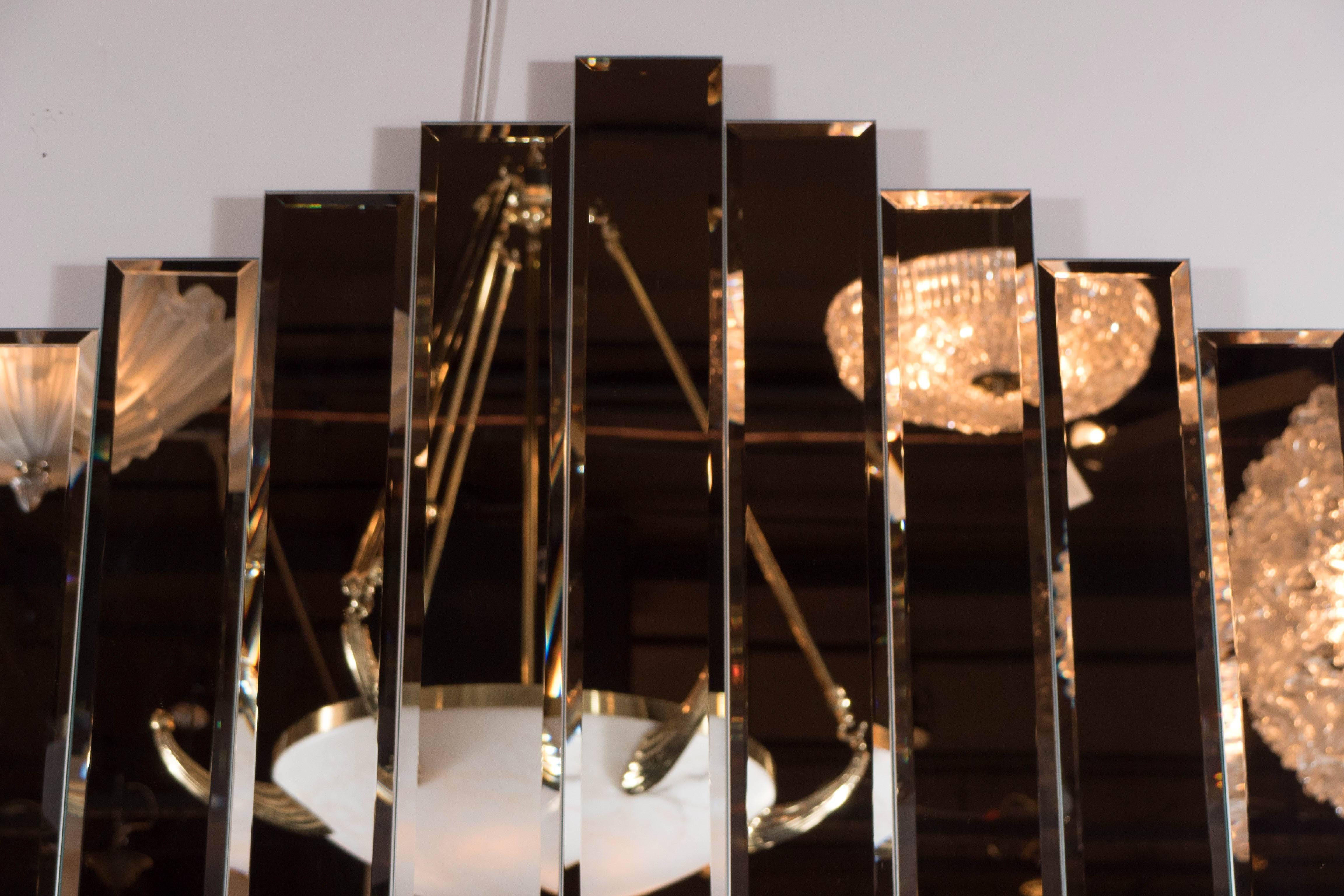 Late 20th Century Sculptural Mid-Century Modernist Geometric Stepped Wall Mirror