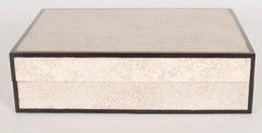 Elegant Shagreen Box in Ivory with Jet-Black Trim