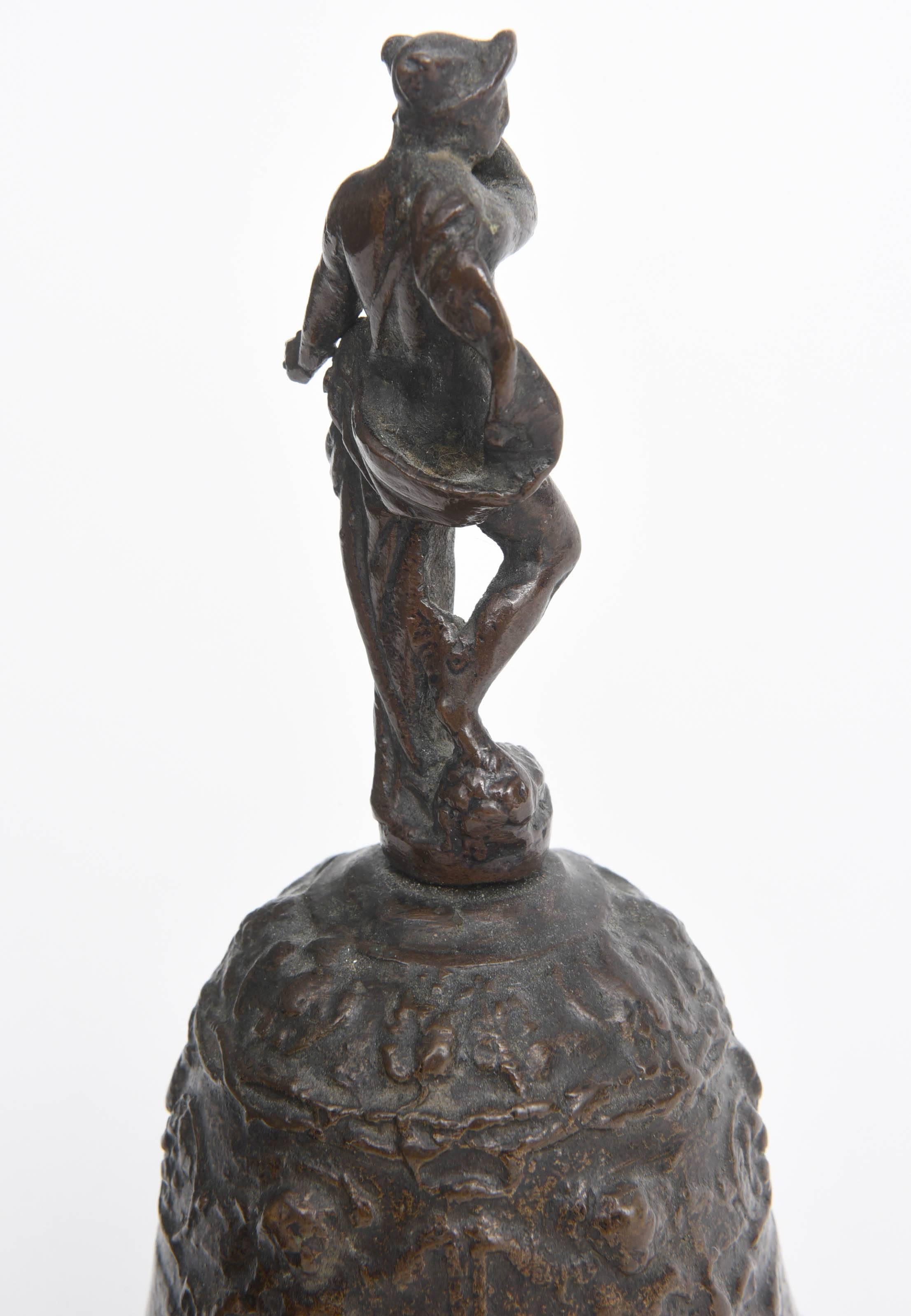 18th Century and Earlier Two Venetian Bronze Hand Bells with the God Mercury, 16th Century 