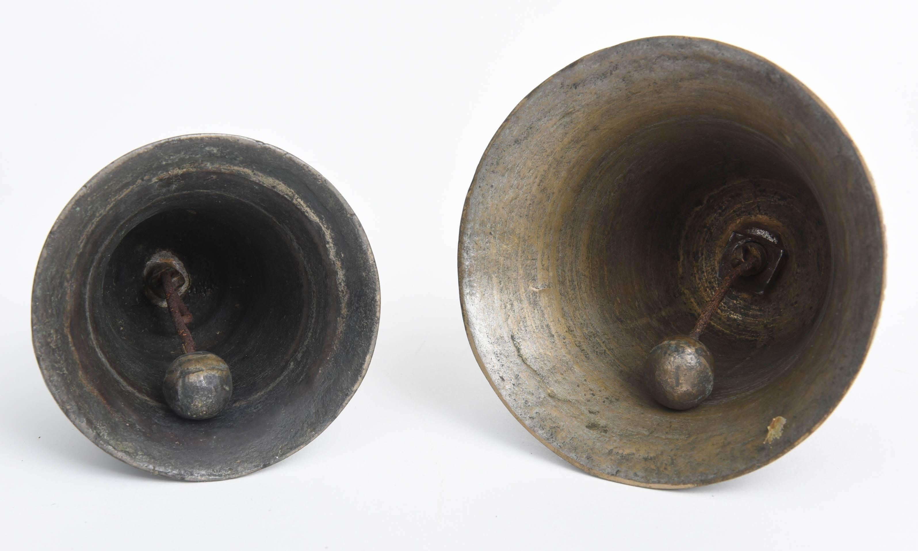 Two Venetian Bronze Hand Bells with the God Mercury, 16th Century  1