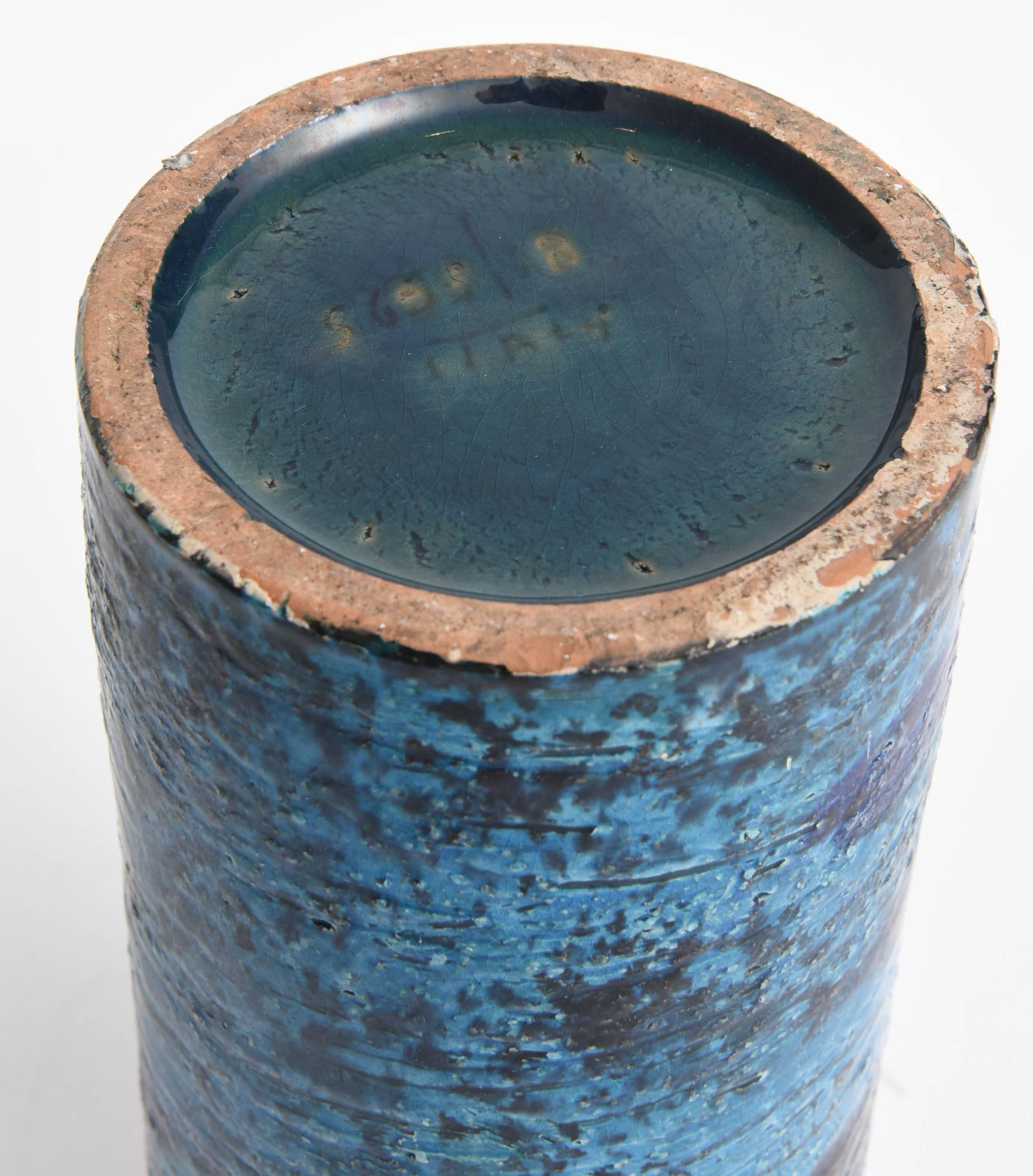 Mid-20th Century Rare Bitossi Rimini Blue Glazed Fish Vase by Aldo Londi, Italy 1960s