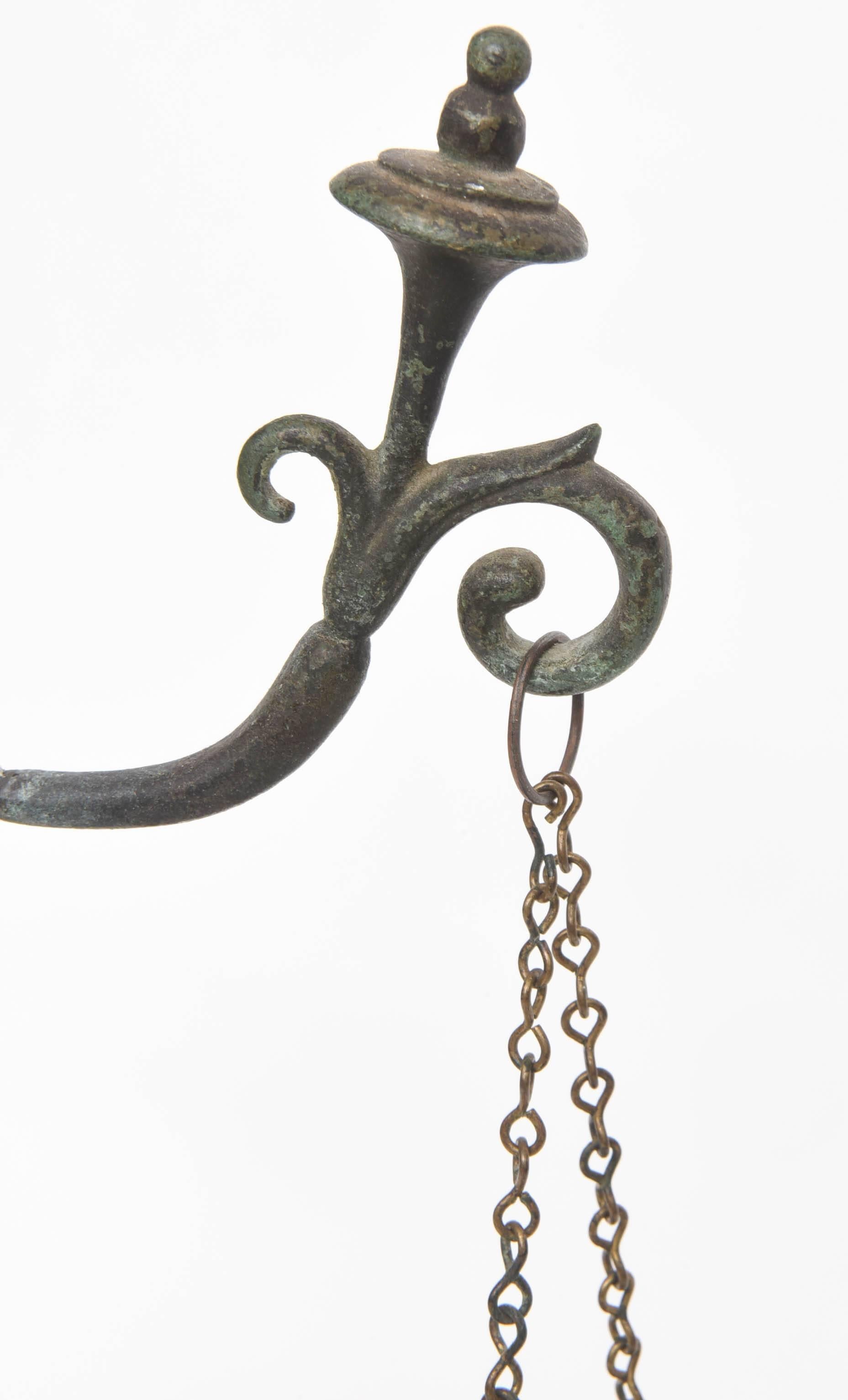 Classical Roman Pompeii Style Bronze Tripod Oil Candelabrum, Italy 19th century