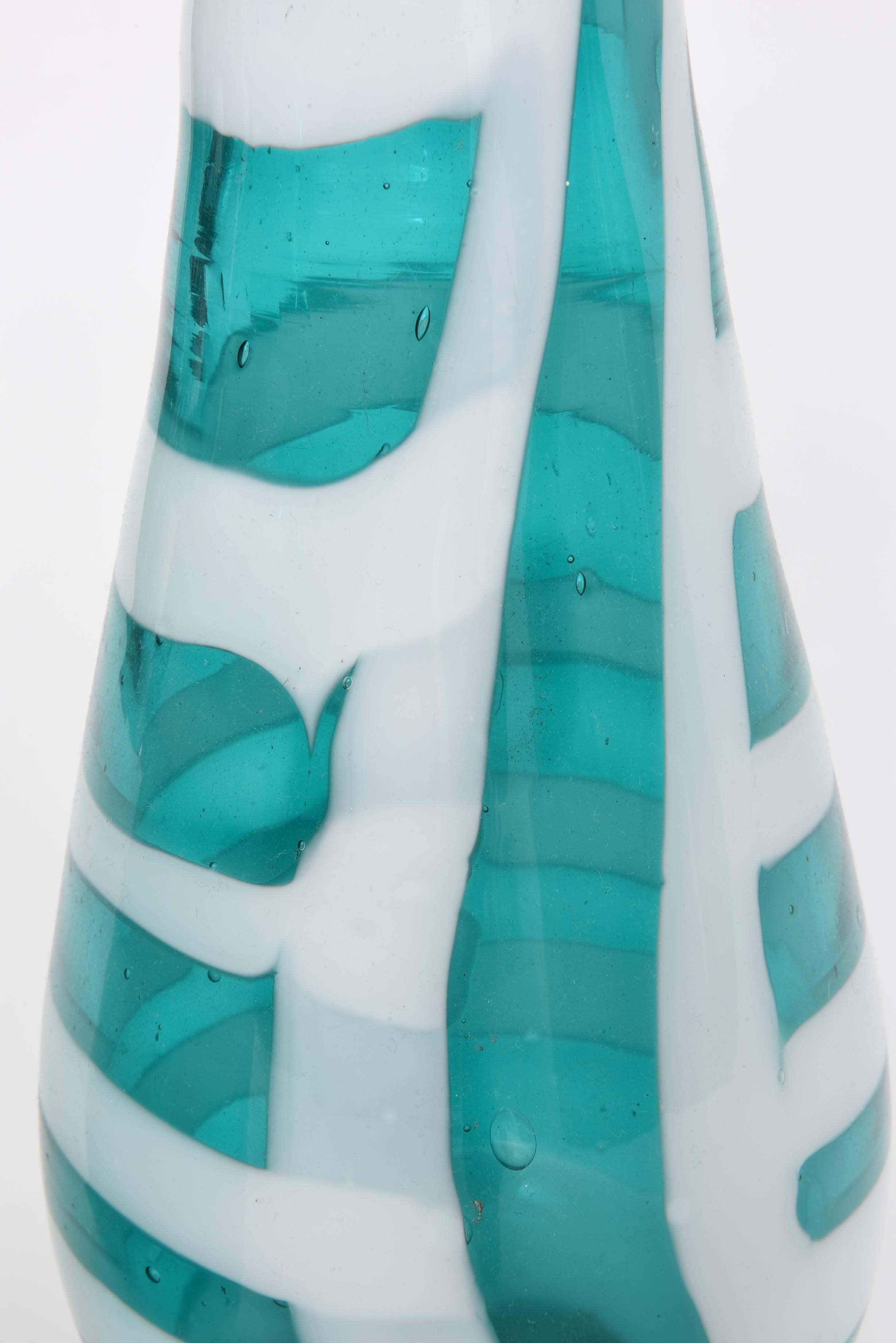 Pair of Murano Striped Glass Vases, Fulvio Bianconi for Cenedese, Italy, 1958 In Excellent Condition In Kensington, MD