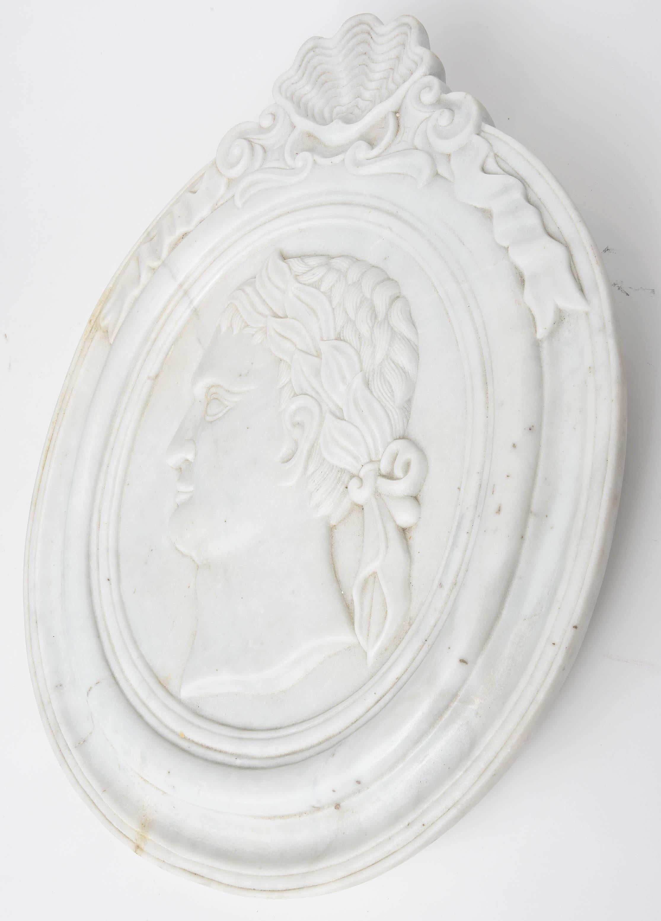Italian Marble Relief Plaque of Roman Emperor Vespasian, Italy, 19th Century