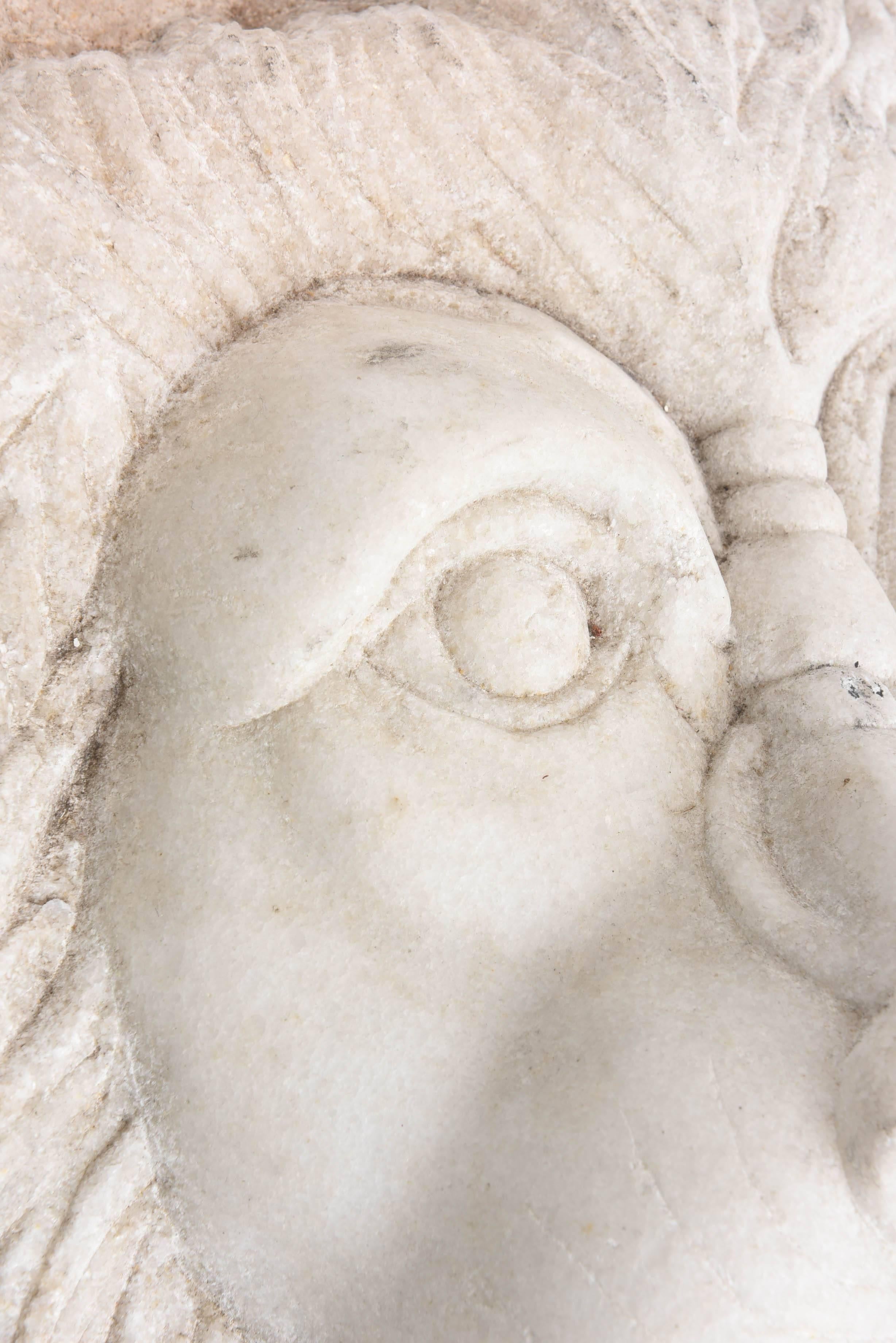 19th Century Carved Marble Lion Head, Italian 19th century