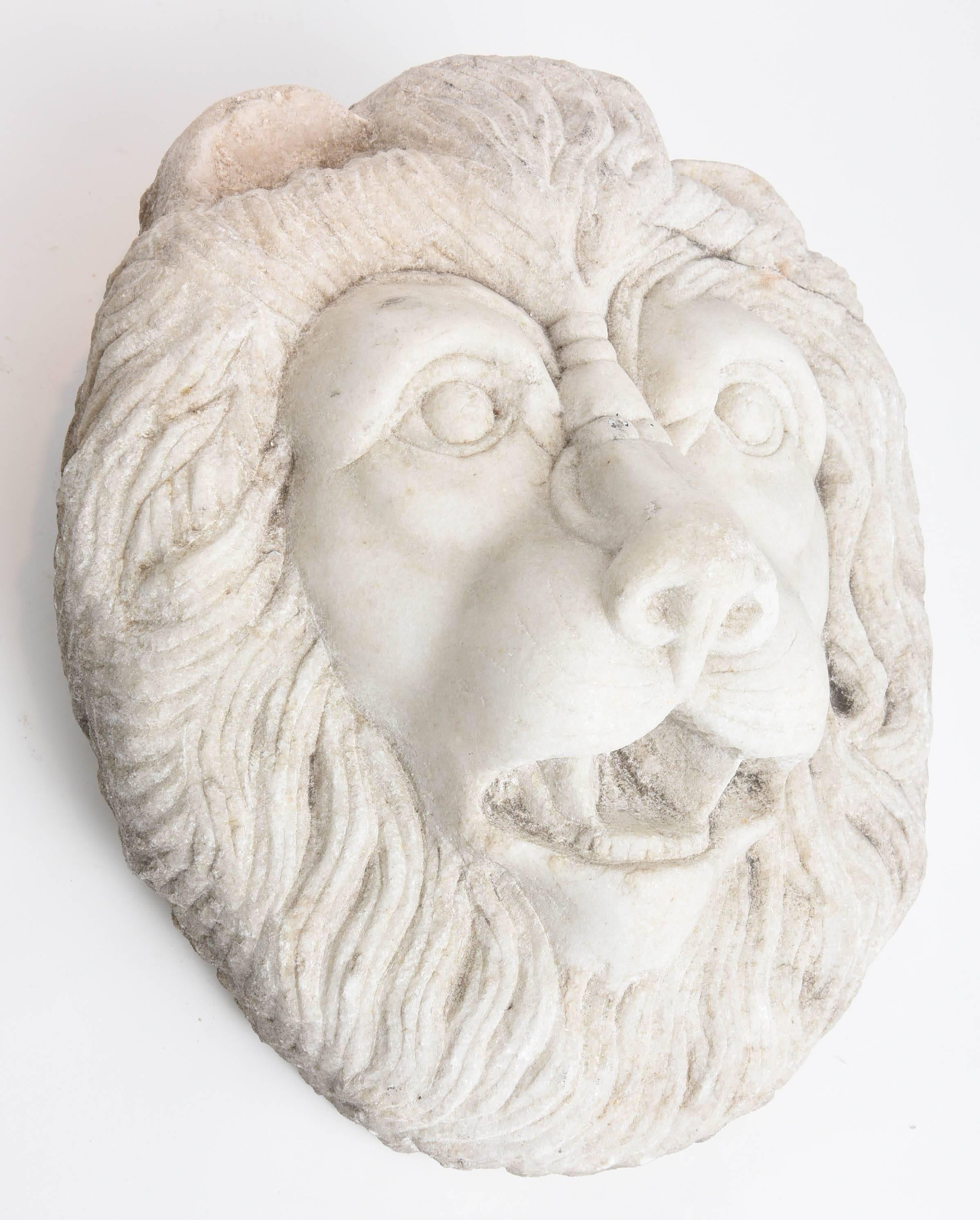 Carved Marble Lion Head, Italian 19th century 3