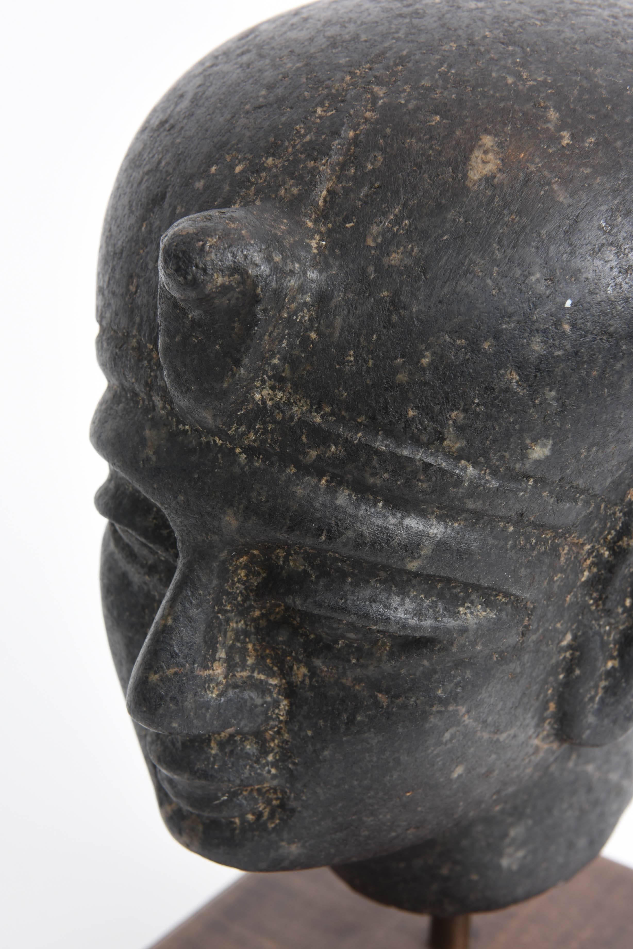 Basalt Head of Egyptian Pharaoh Tuthmosis, 18th Dynasty 1