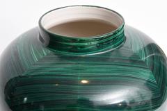 Tommaso Barbi Glazed Ceramic Faux Malachite Urn, Italy 1980s