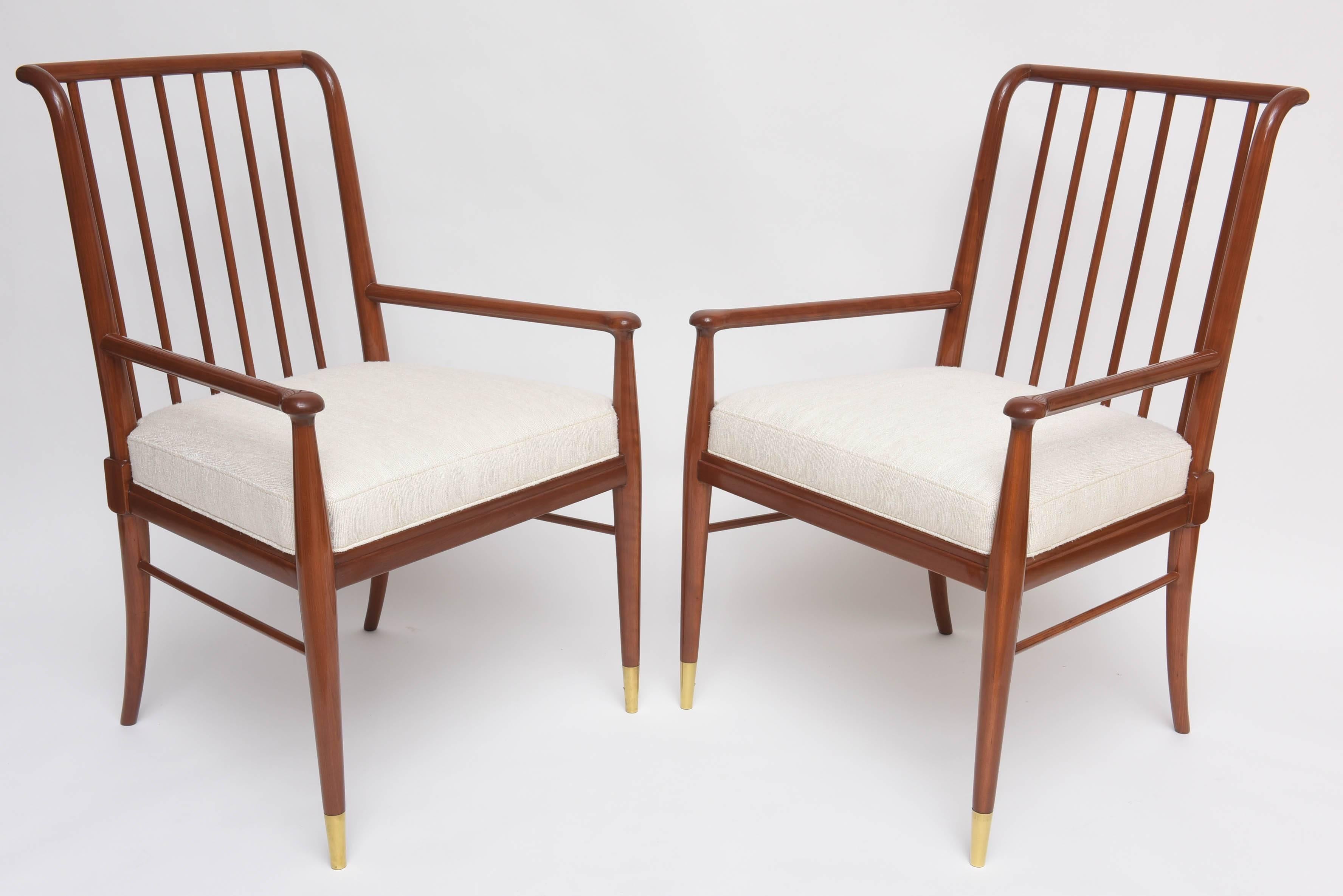 Pair of Spindle back Armchairs by Stuart Clingman for Widdicomb In Excellent Condition In North Miami, FL