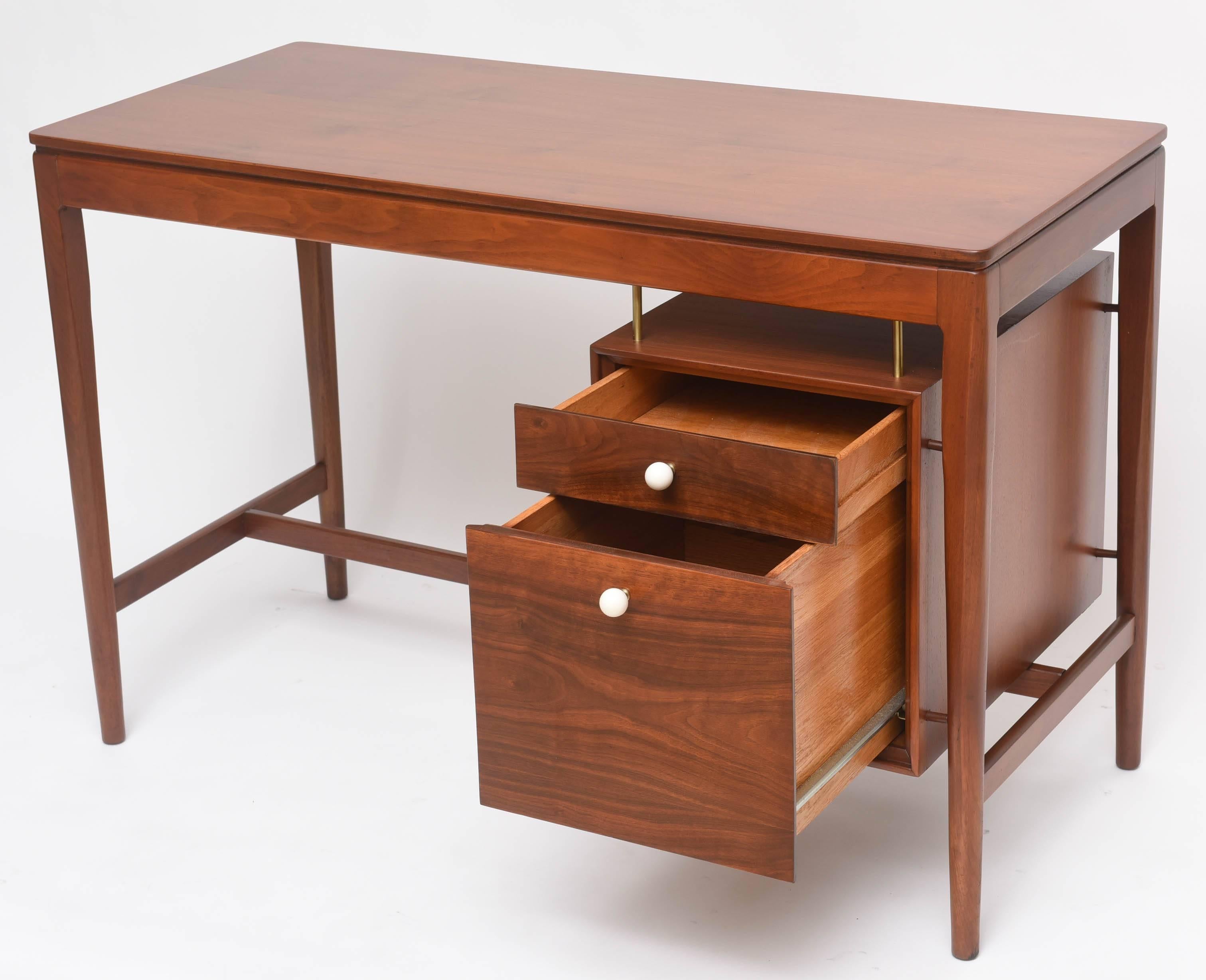 American Walnut and Brass Desk by Kipp Stewart for Drexel