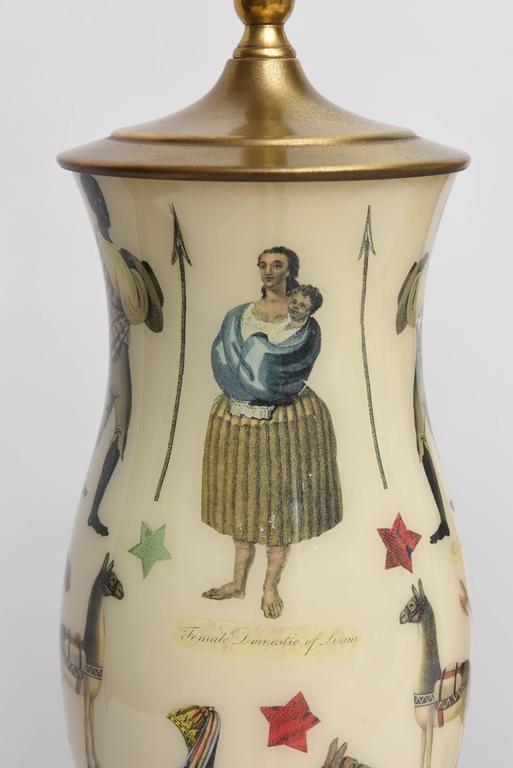 Pair of Vintage Decoupage Lamps with Spanish Colonial Theme at 1stdibs